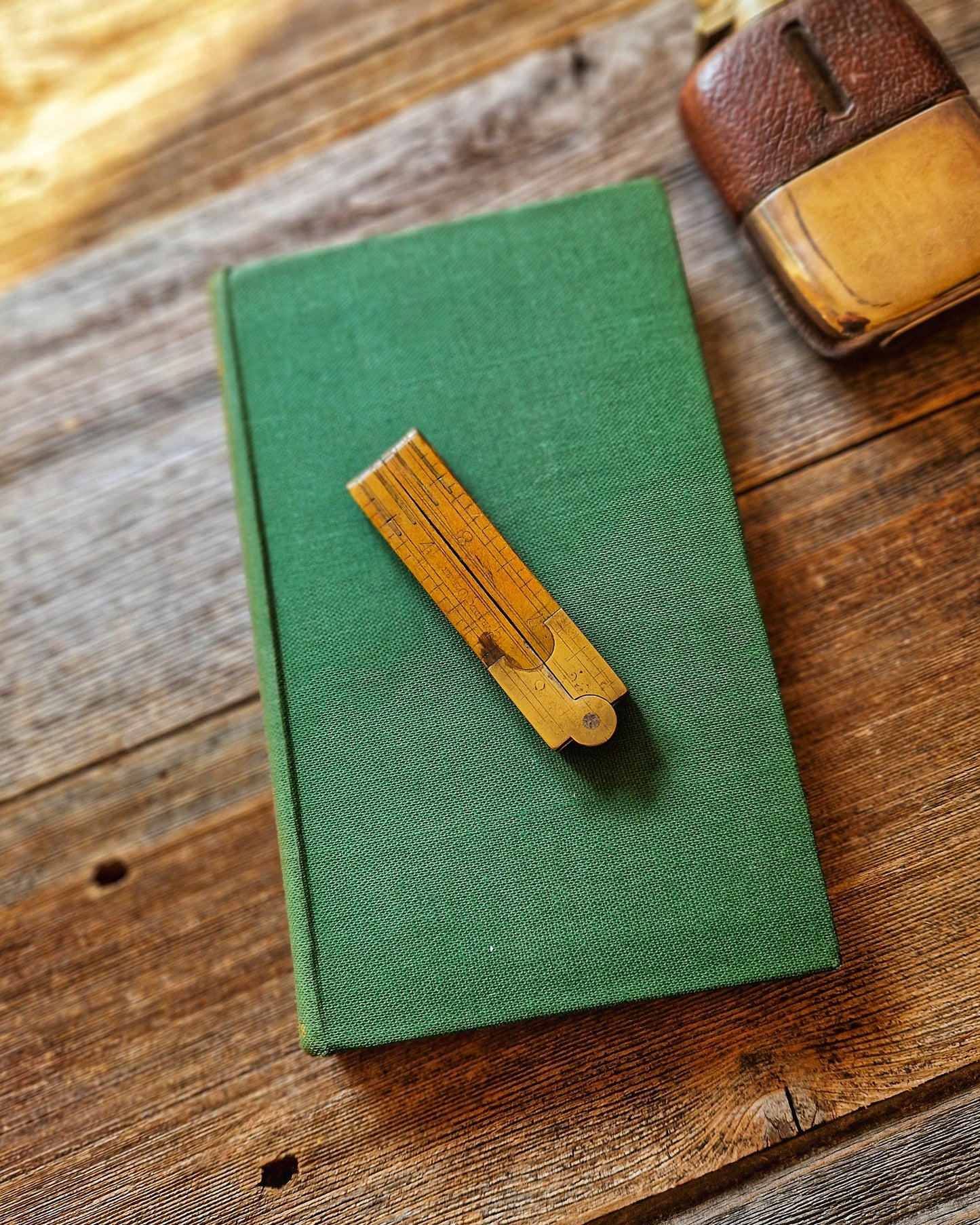 12-Inch Folding Boxwood Ruler by T. Rabone & Sons | Early 1900s Narrow Format English Rule with Brass Hinges