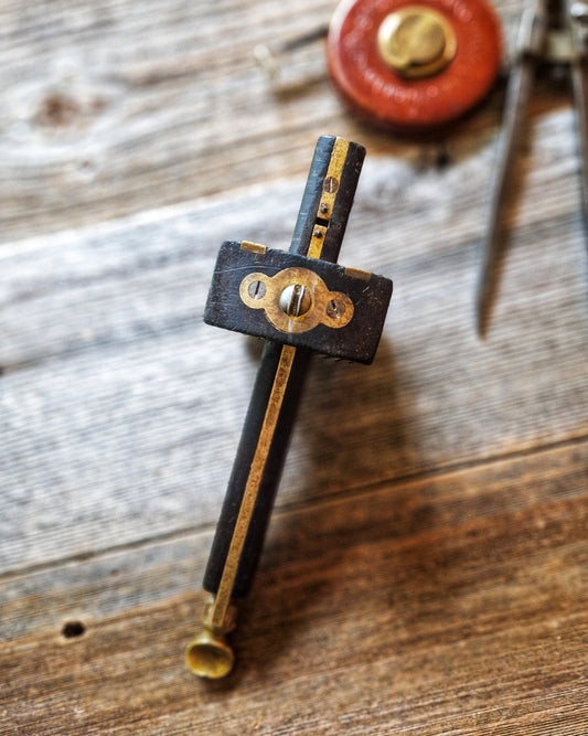 Antique Marples Mortise Gauge in Rosewood & Brass | Late Victorian English Woodworking Tool