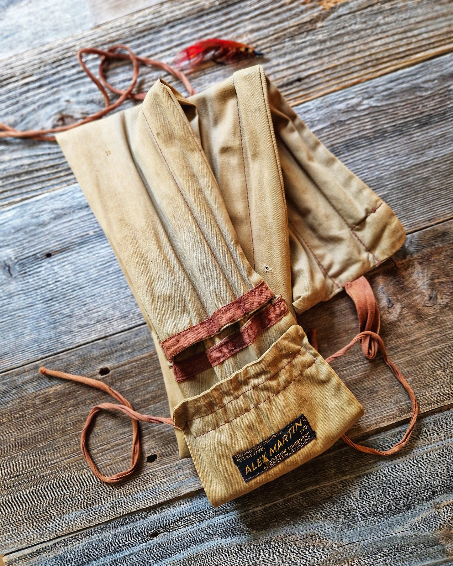 1940s Scottish Split Cane Fly Rod “The Popular” by Alex Martin | 3-Piece 9’10” Vintage Fishing Rod with Original Cloth Case