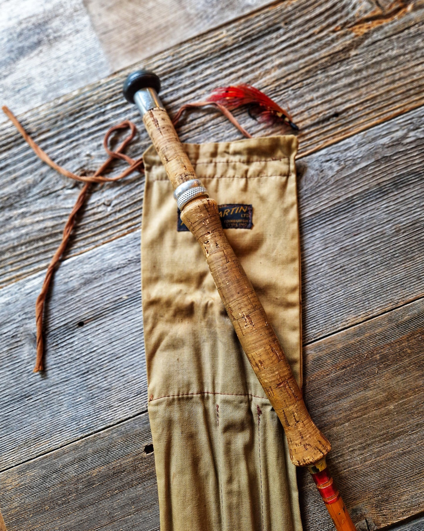 1940s Scottish Split Cane Fly Rod “The Popular” by Alex Martin | 3-Piece 9’10” Vintage Fishing Rod with Original Cloth Case