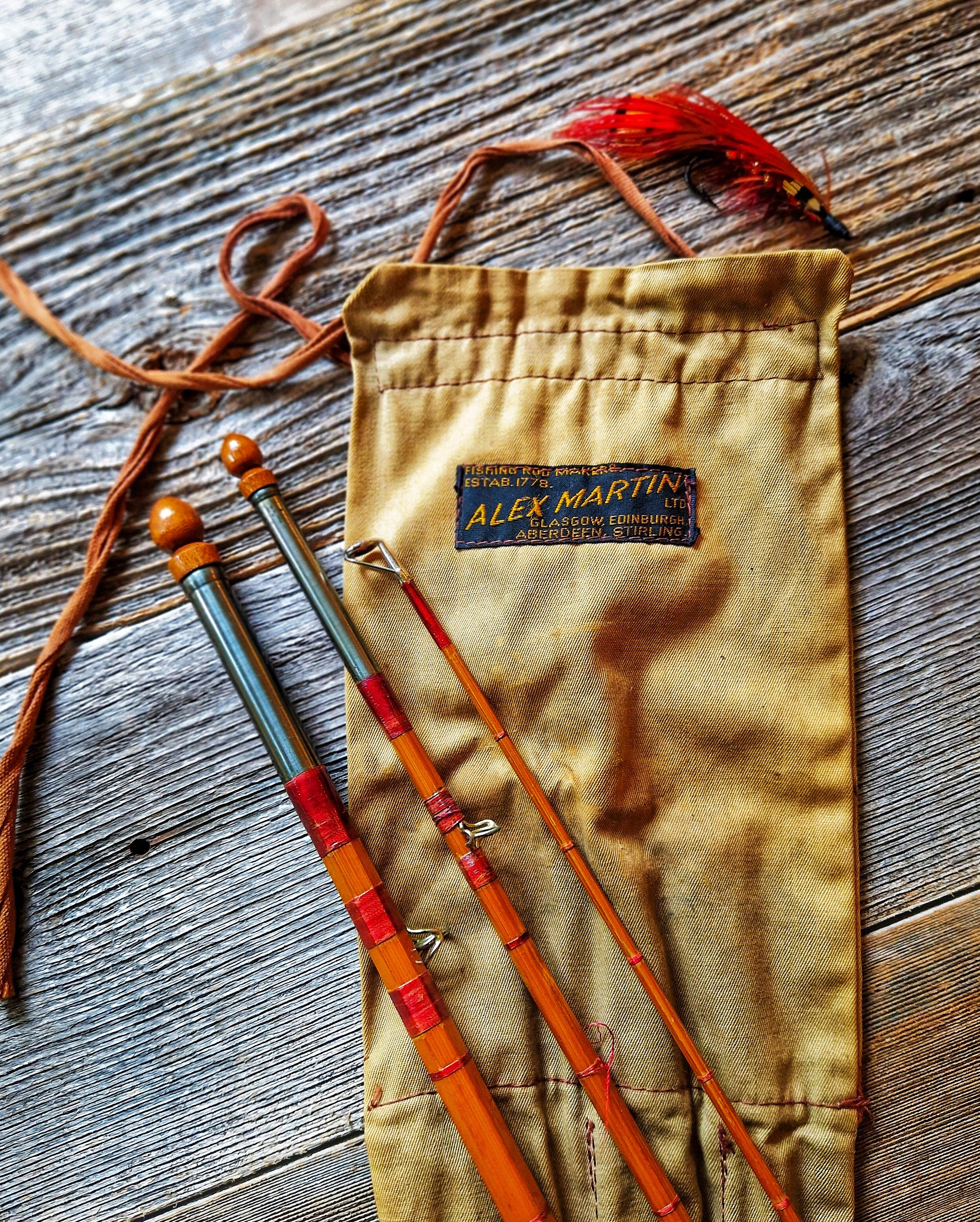 h*i様 アンティーク Martin 自動フライリール 竹竿セット Rod Fly - of FLY Scottish 8－9 # ' 0 1 Scotland Scott 13' Sharpe's