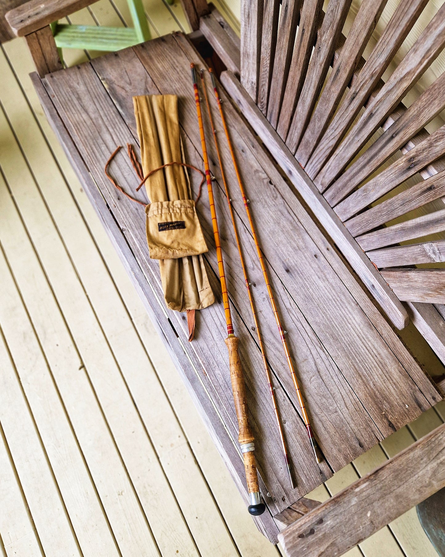 1940s Scottish Split Cane Fly Rod “The Popular” by Alex Martin | 3-Piece 9’10” Vintage Fishing Rod with Original Cloth Case