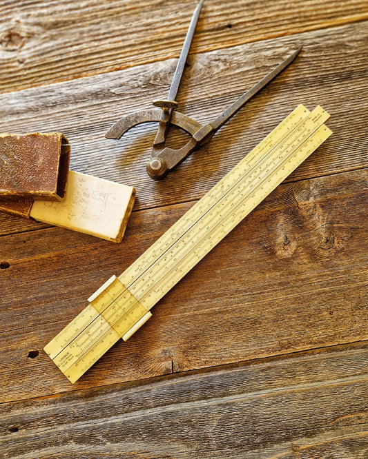 1950s Electrical Slide Rule in Original Box by Unique Slide Rule Company | British-Made Vintage Engineering Tool