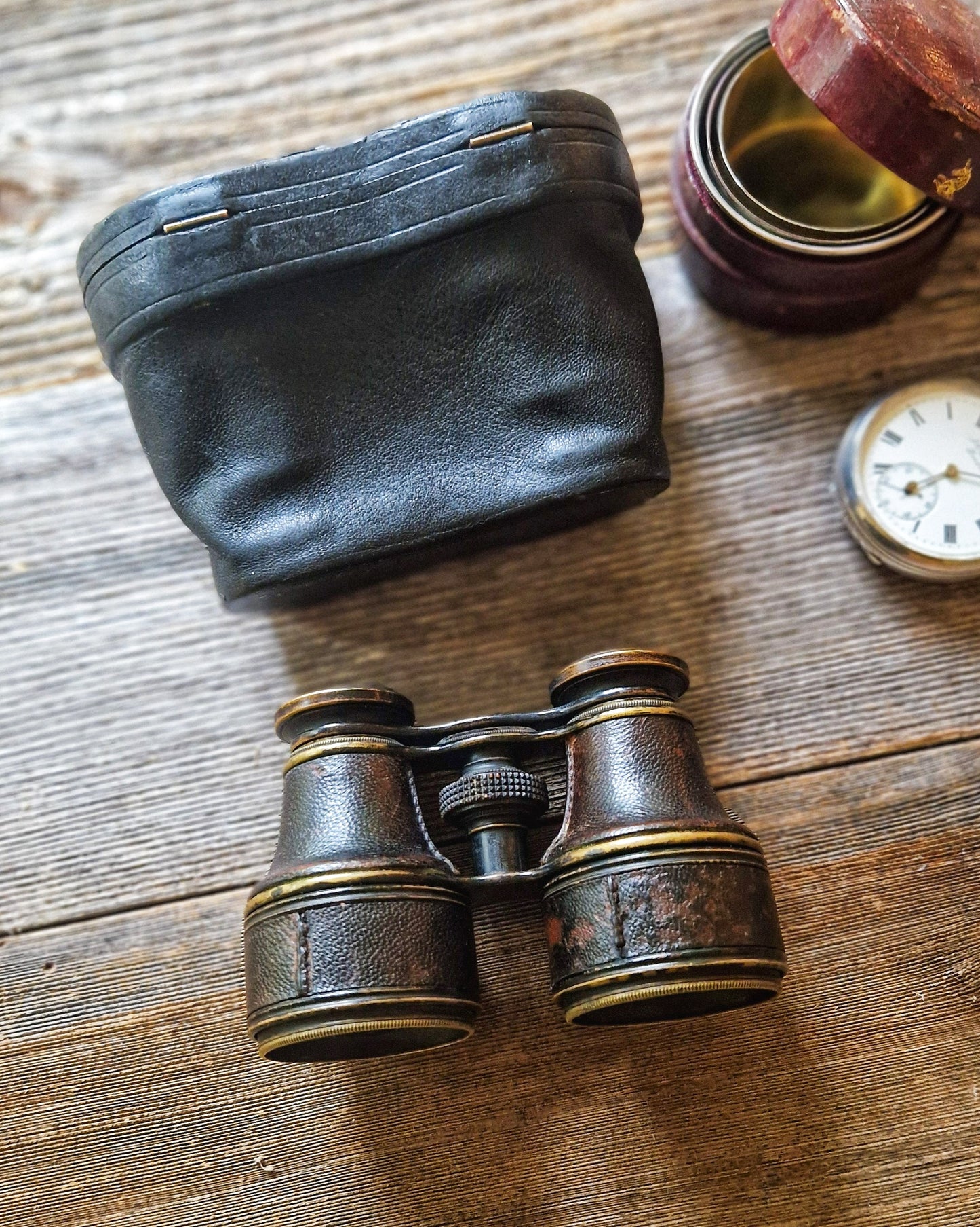 Antique Opera Glasses by Negretti & Zambra c. 1895-1910 with Original Leather Case