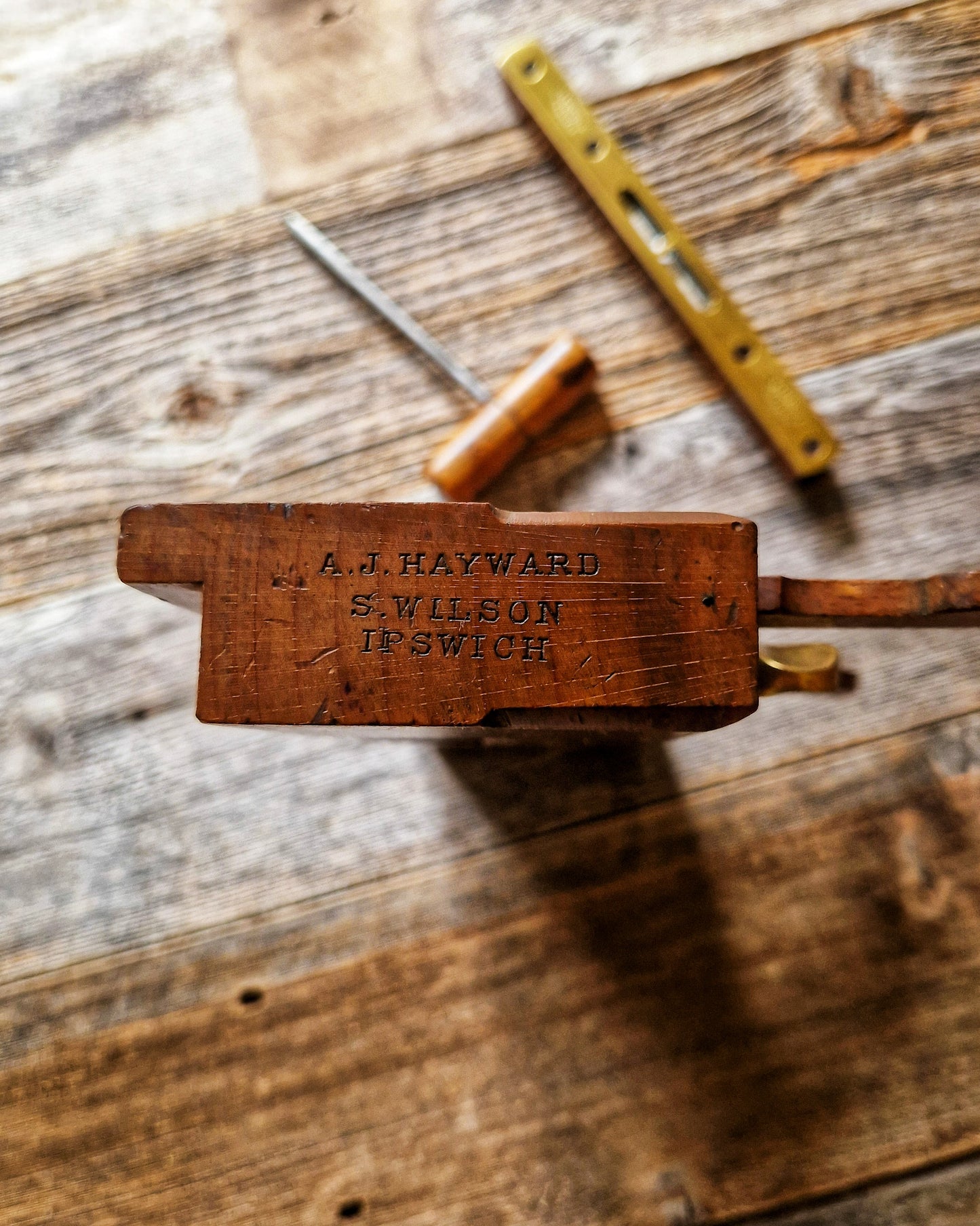 S. Wilson 1/2-Inch Filletster Plane c. 1900-1930 | Vintage English Joinery Tool in Beech & Brass
