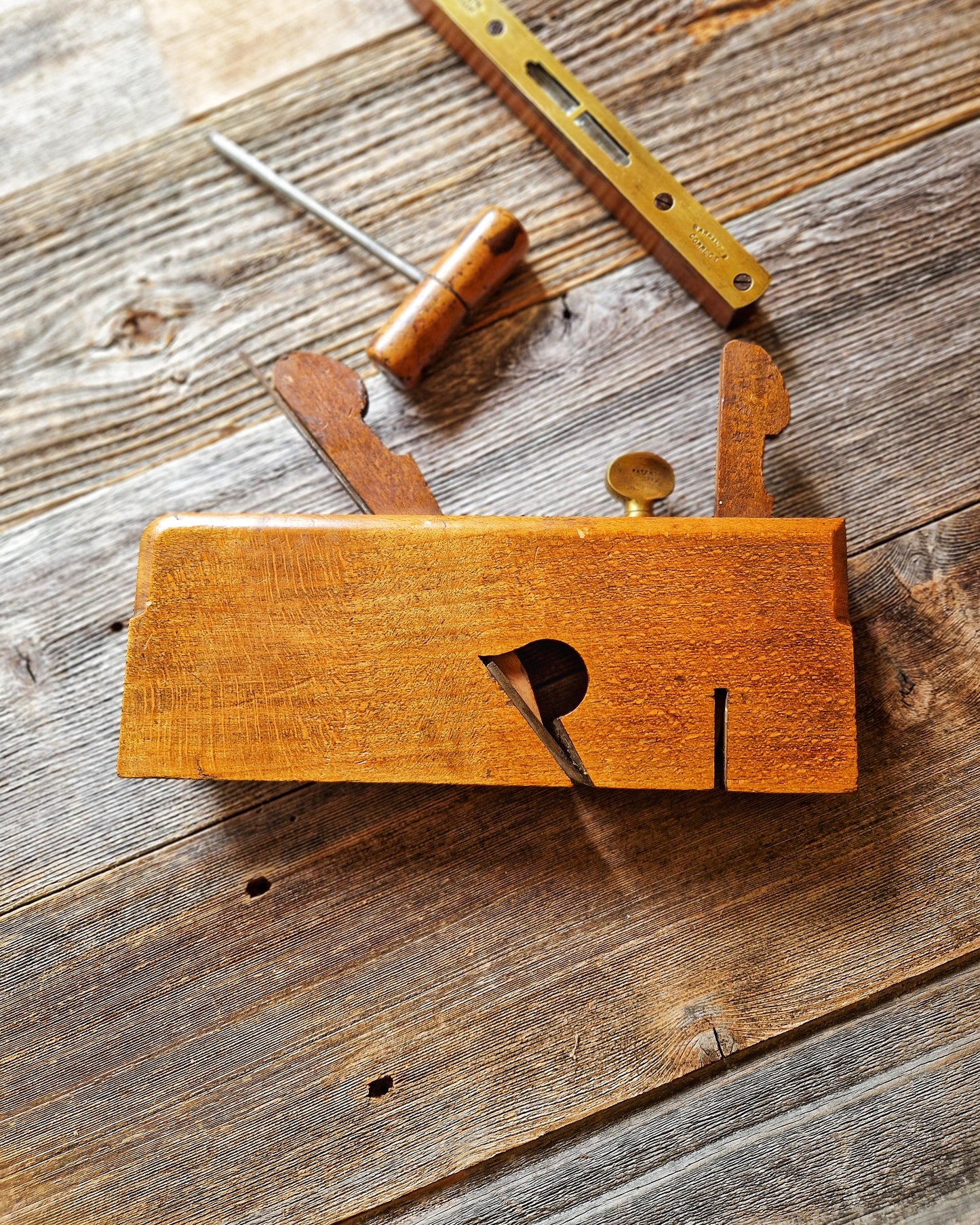 S. Wilson 1/2-Inch Filletster Plane c. 1900-1930 | Vintage English Joinery Tool in Beech & Brass
