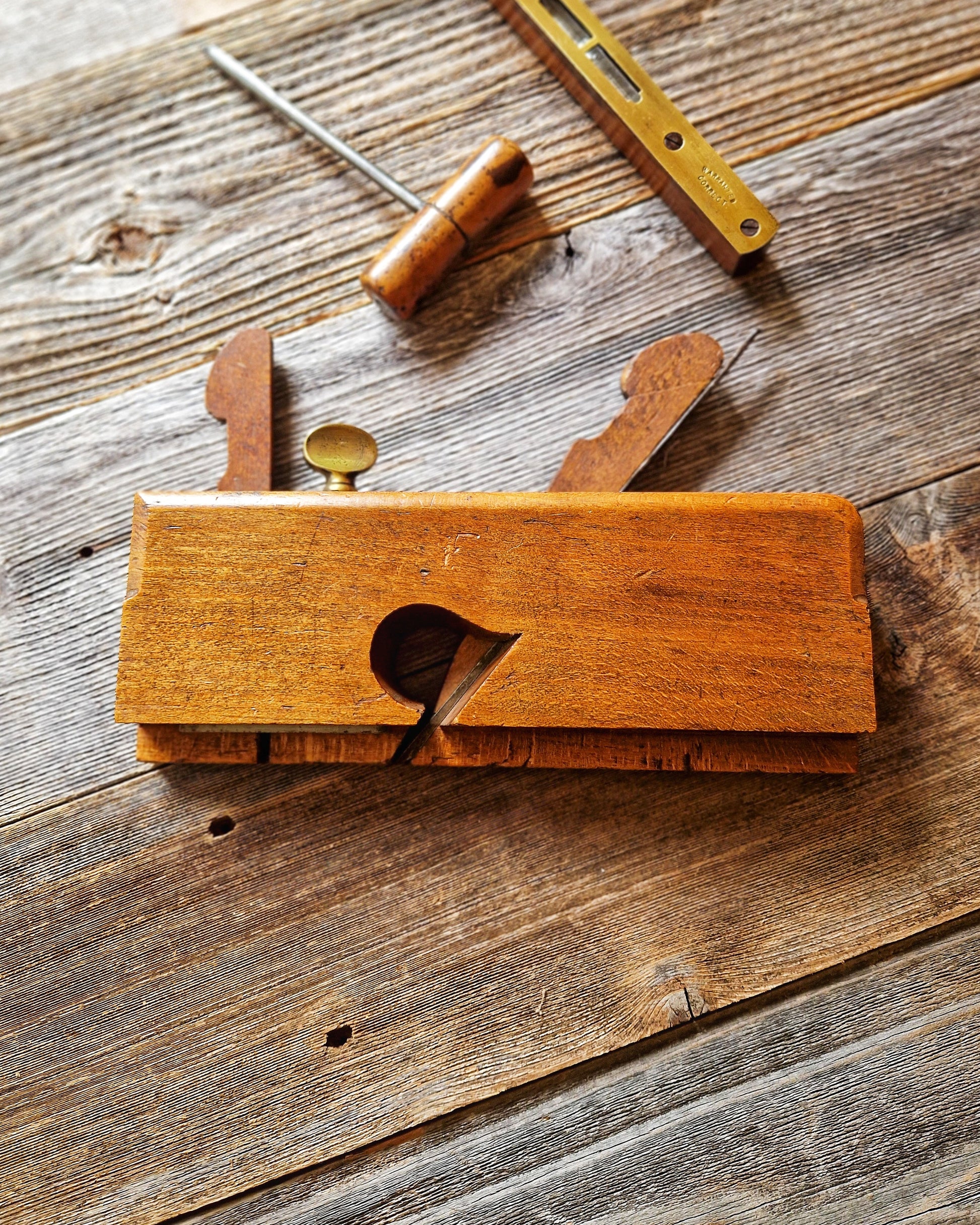 S. Wilson 1/2-Inch Filletster Plane c. 1900-1930 | Vintage English Joinery Tool in Beech & Brass