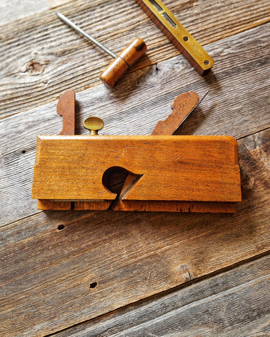 S. Wilson 1/2-Inch Filletster Plane c. 1900-1930 | Vintage English Joinery Tool in Beech & Brass