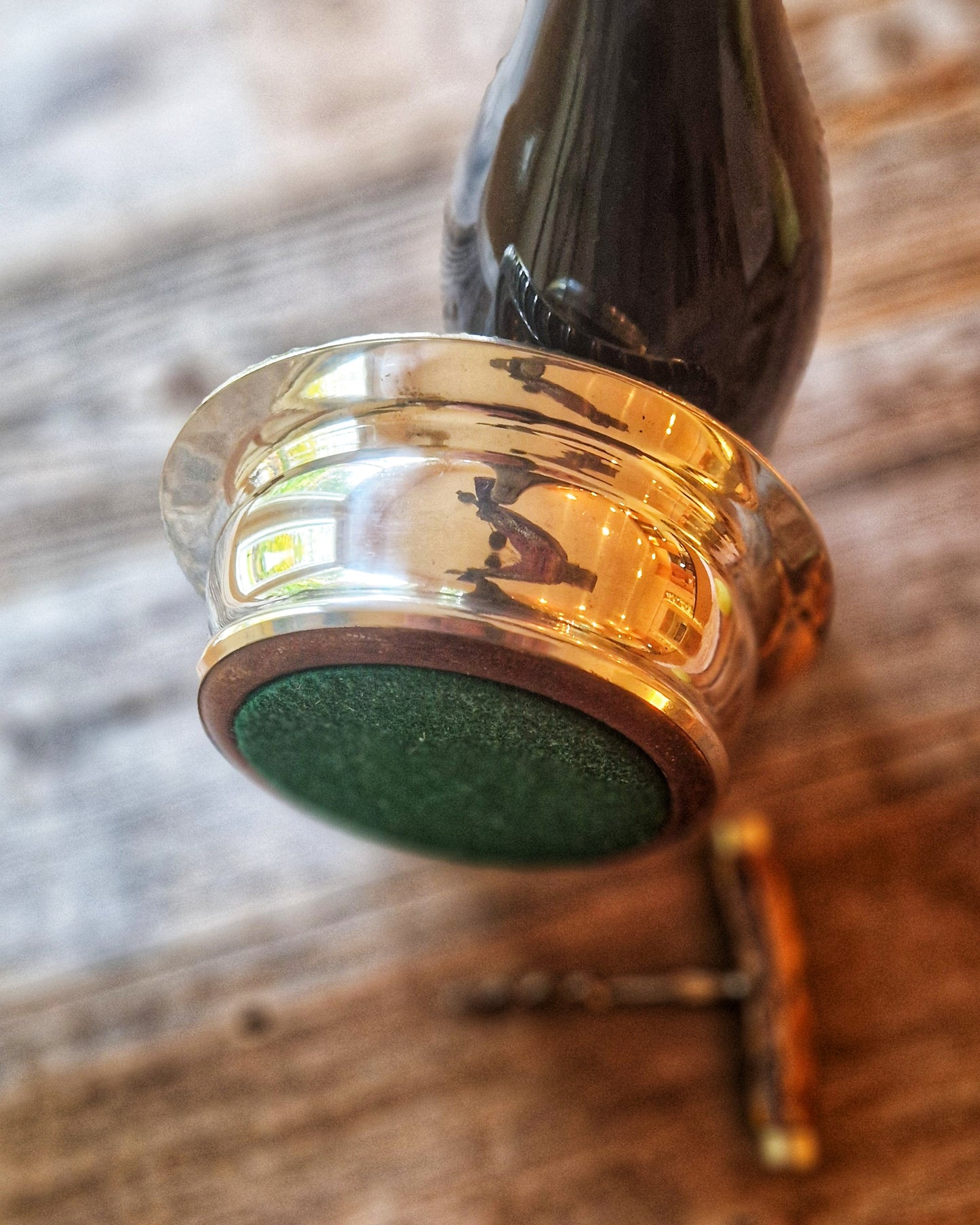 Large English Silver-Plated Wine Coaster | 6-5/8" Vintage Coaster with Rope-Twist Rim and Hardwood Base