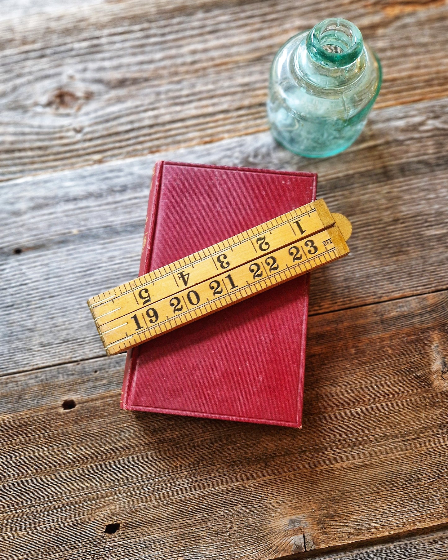 24-Inch Rabone Folding Ruler No. 1167 | Mid-Century English Craftsman Tool in Boxwood & Brass