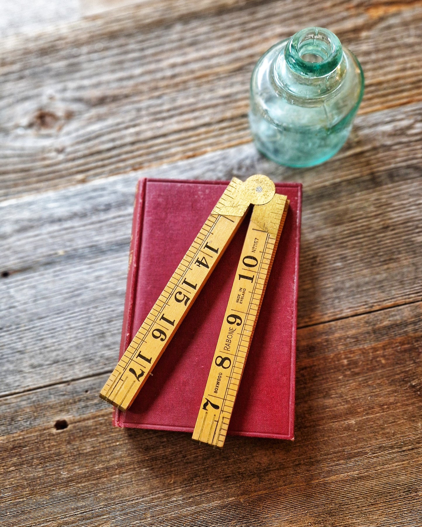 24-Inch Rabone Folding Ruler No. 1167 | Mid-Century English Craftsman Tool in Boxwood & Brass