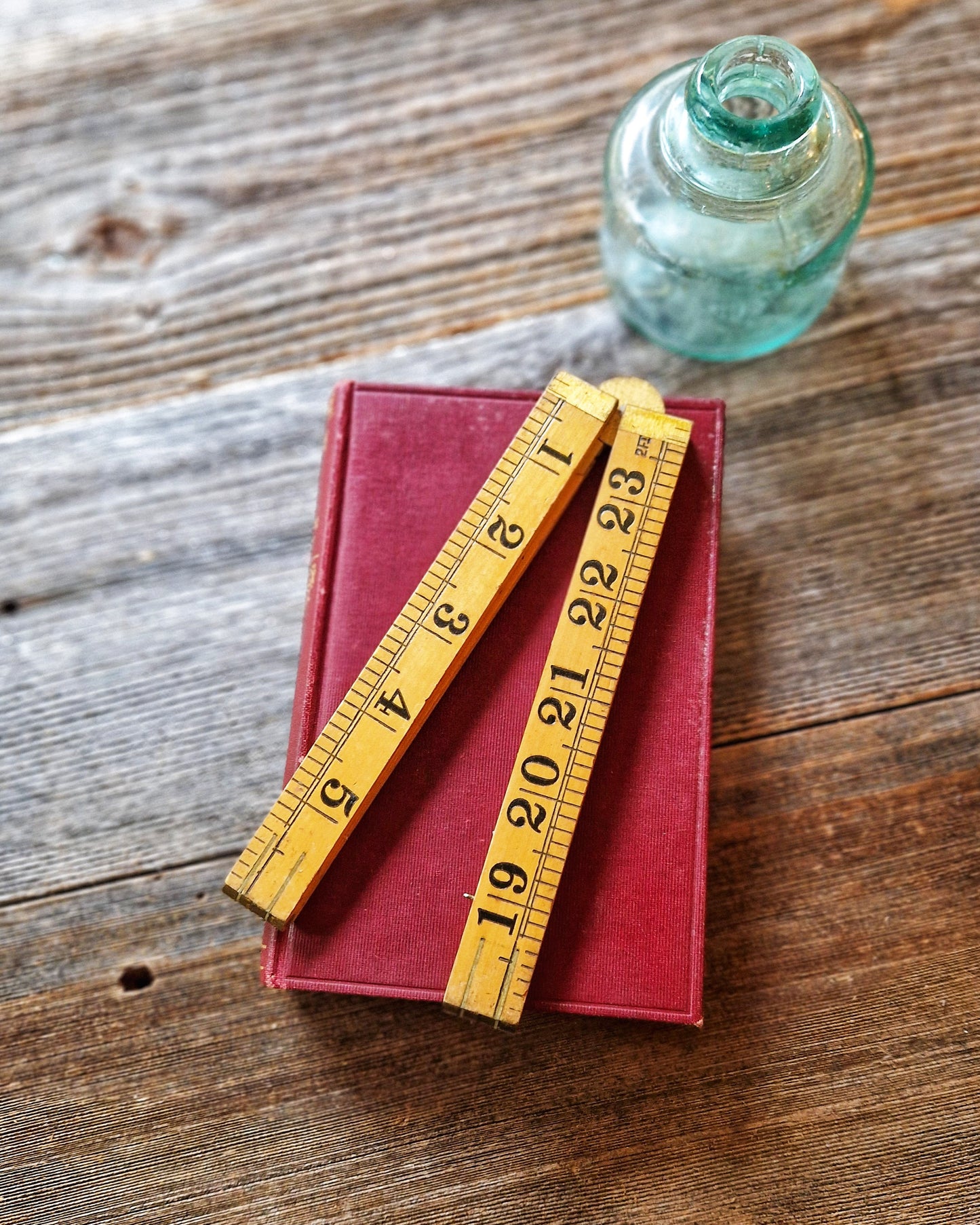 24-Inch Rabone Folding Ruler No. 1167 | Mid-Century English Craftsman Tool in Boxwood & Brass
