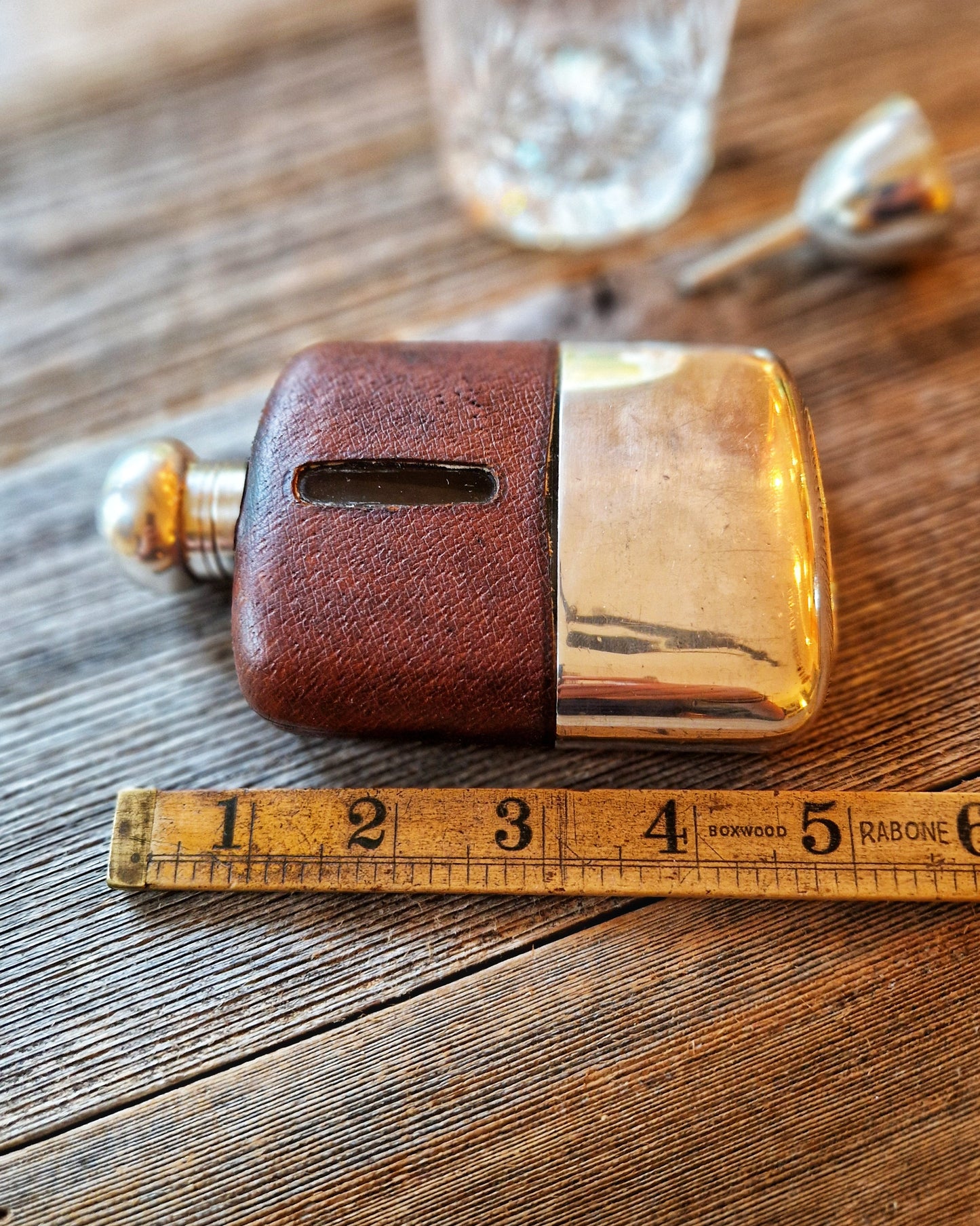 English Silver Plate & Leather Hip Flask by James Dixon  | 5-1/4 Inch Pocket Flask, Model 683A