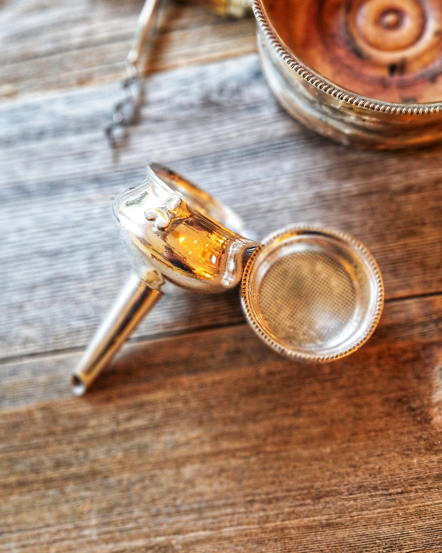 Victorian Silver Plate Wine Funnel by Atkin Brothers | Antique English Wine Accessory (1880–1910) with Removable Strainer