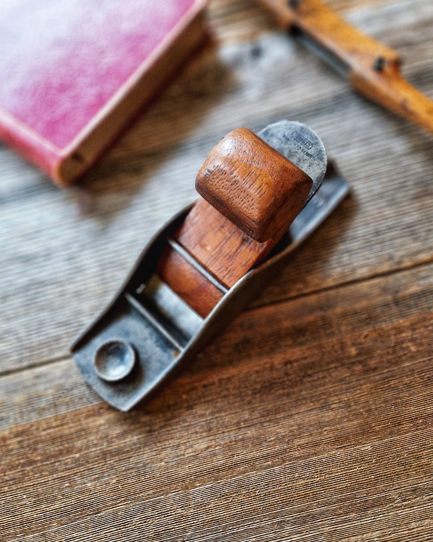 English Stanley No. 102 Block Plane | Vintage Mid-Century Tool with Wooden Bun-Wedge 