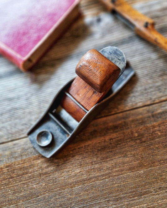 English Stanley No. 102 Block Plane | Vintage Mid-Century Tool with Wooden Bun-Wedge 