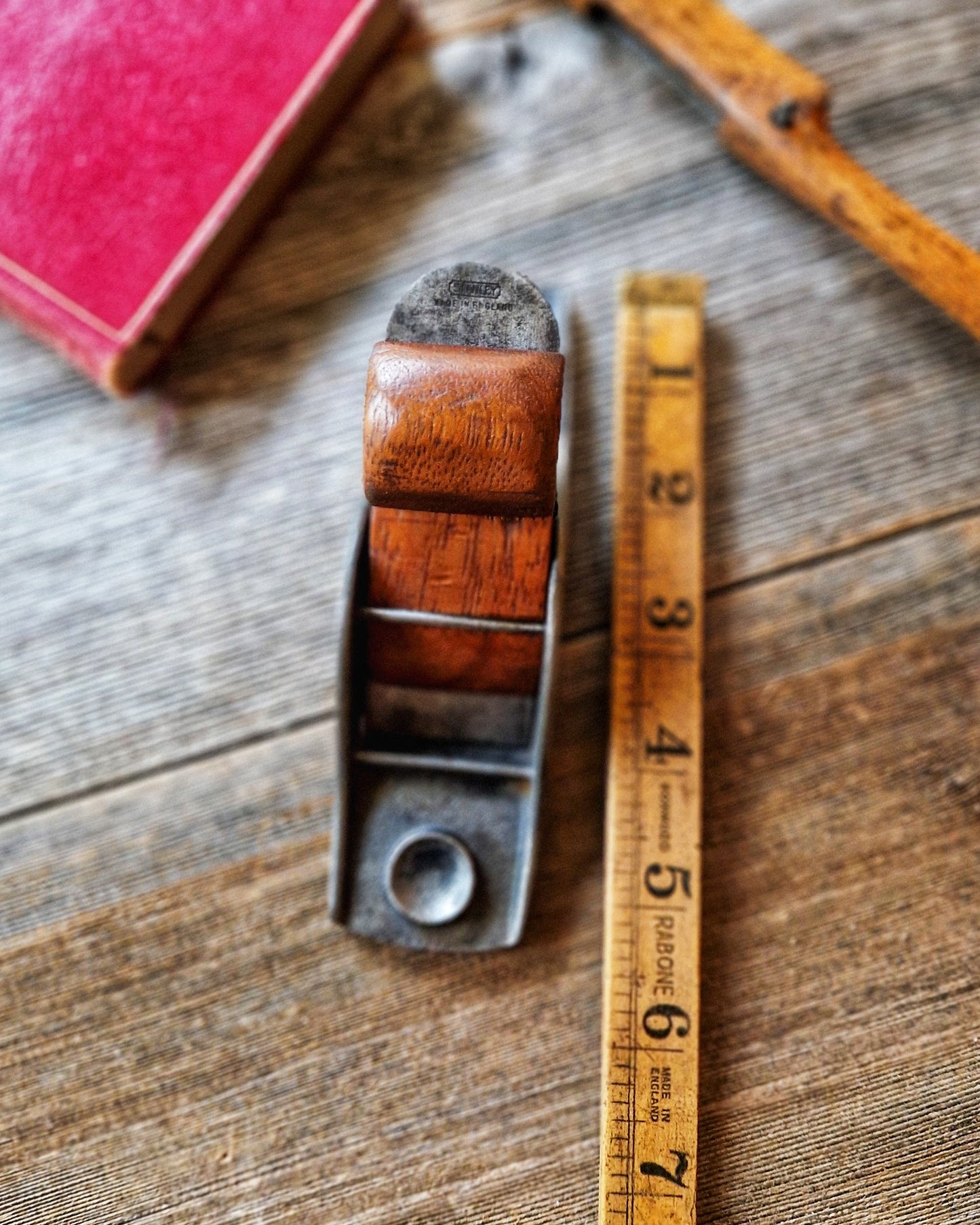 English Stanley No. 102 Block Plane | Vintage Mid-Century Tool with Wooden Bun-Wedge