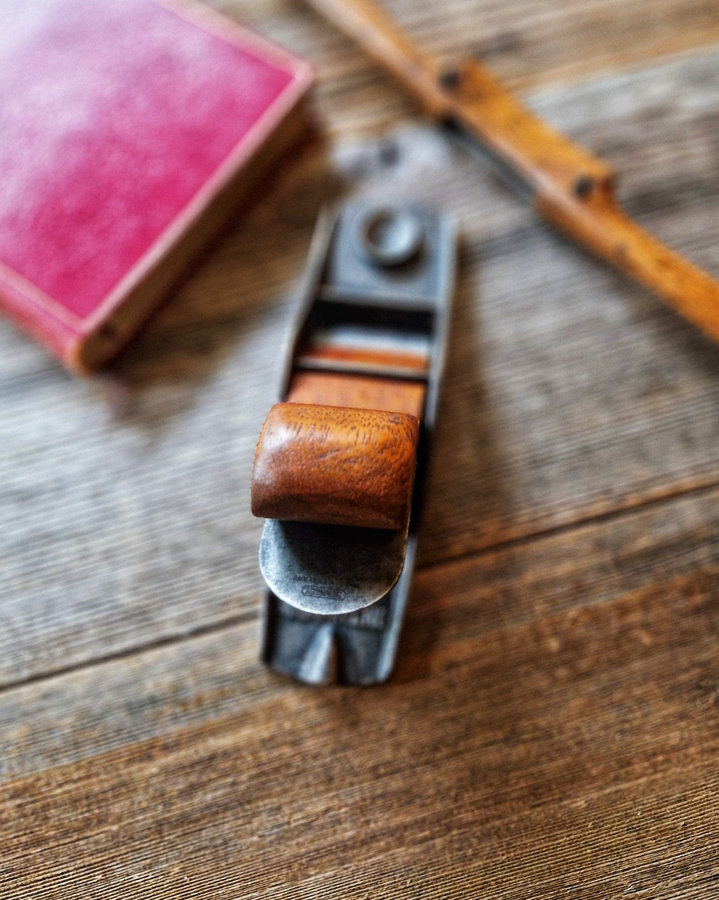 English Stanley No. 102 Block Plane | Vintage Mid-Century Tool with Wooden Bun-Wedge