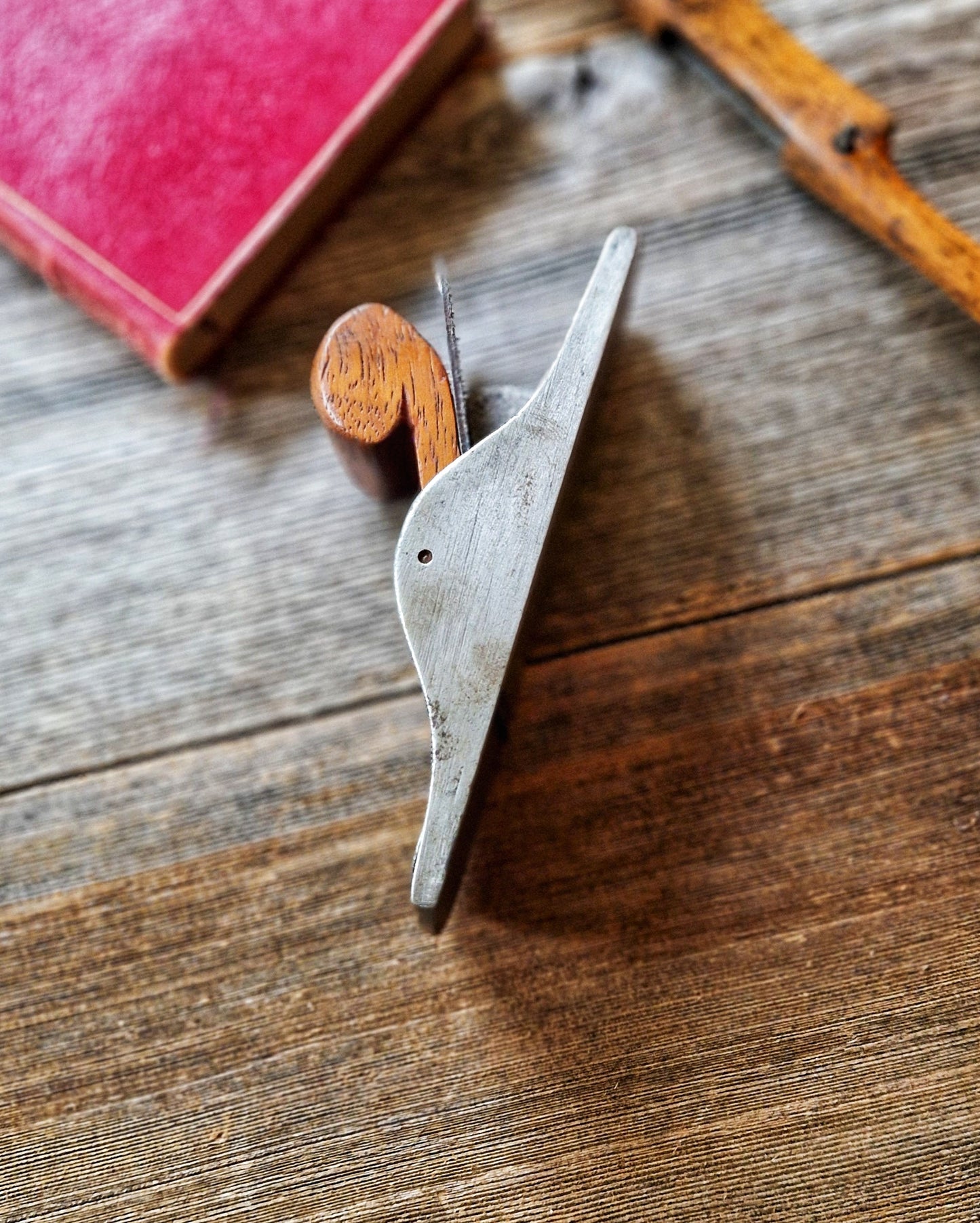 English Stanley No. 102 Block Plane | Vintage Mid-Century Tool with Wooden Bun-Wedge