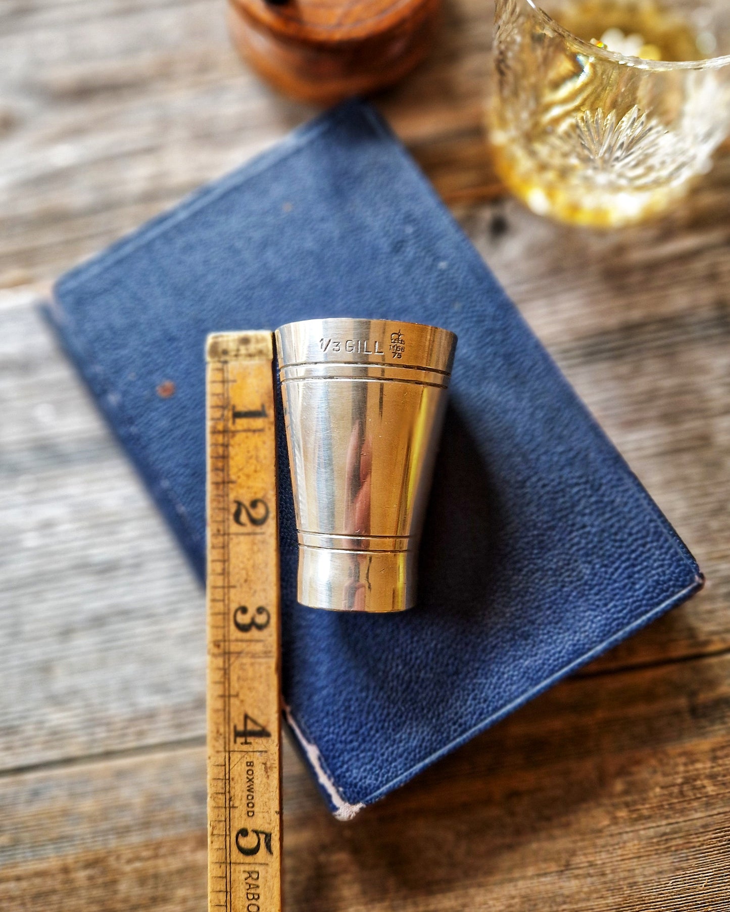Crown-Stamped 1/3 Gill Spirit Measure by Bonzer | Vintage English Pub-Certified Jigger