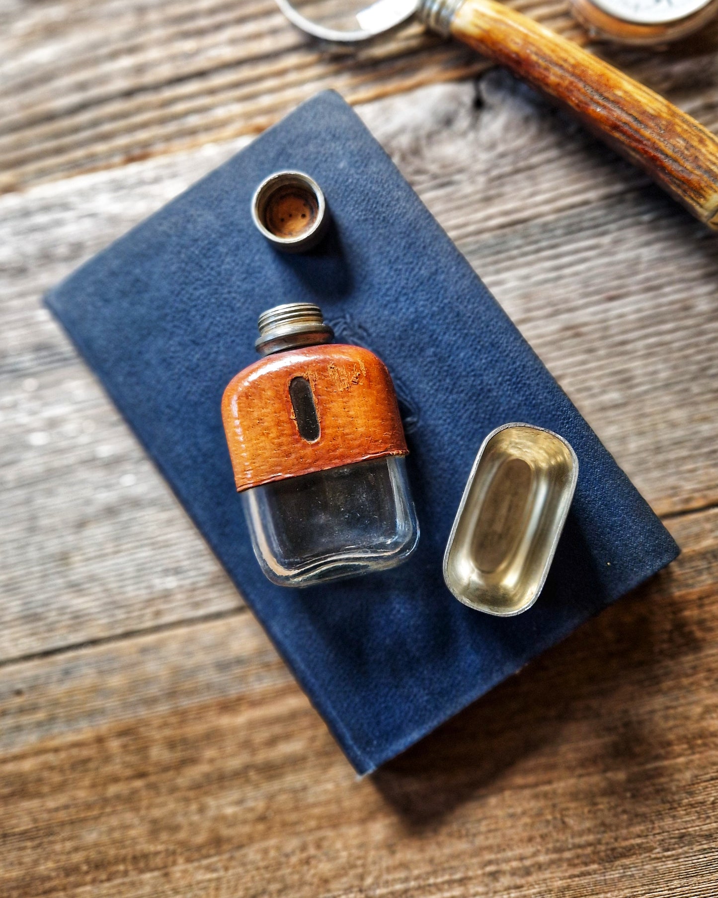 James Dixon 1-Ounce Leather Hip Flask | 3-Inch Pocket Flask from Early 1900s, Model 504A
