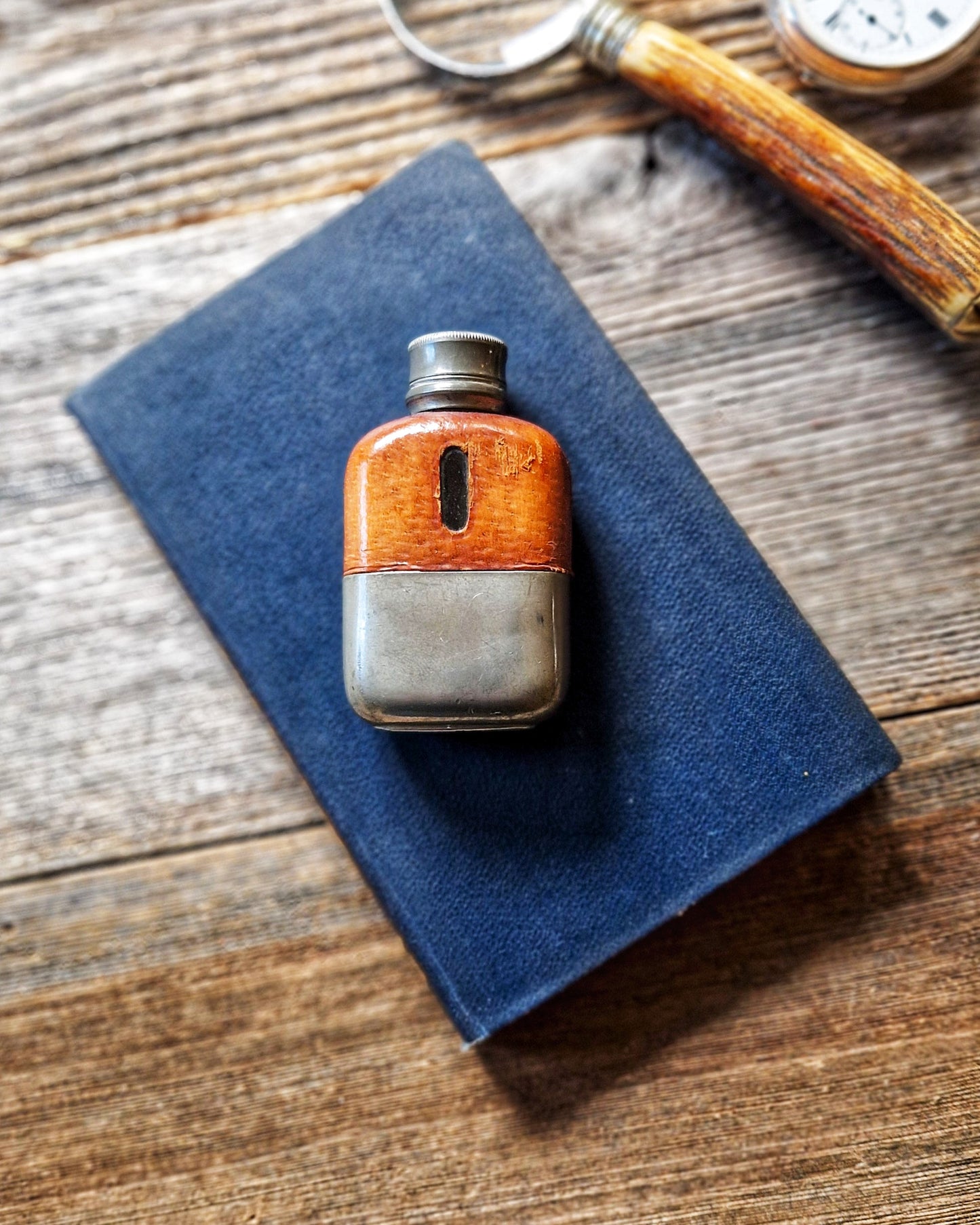 James Dixon 1-Ounce Leather Hip Flask | 3-Inch Pocket Flask from Early 1900s, Model 504A