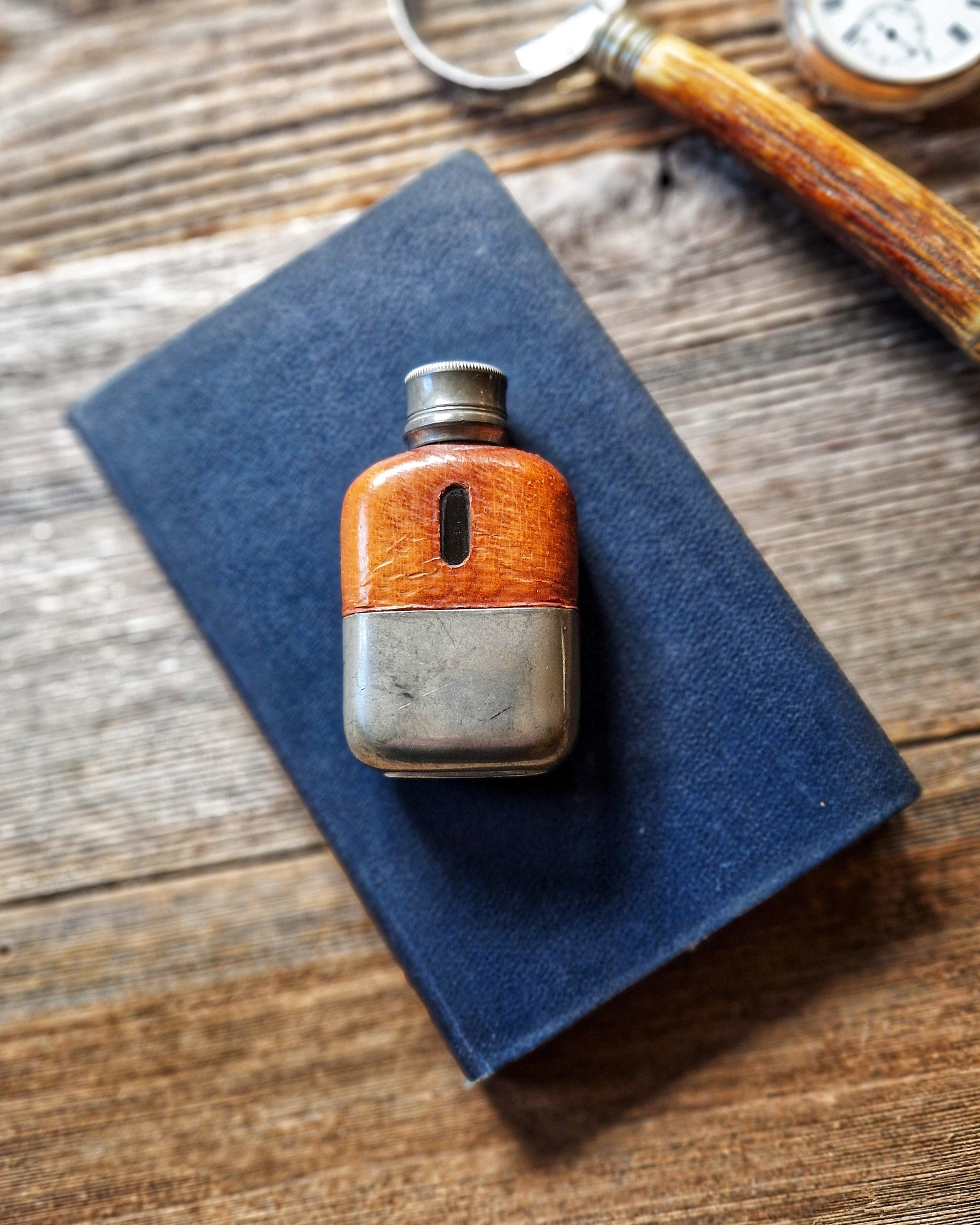 James Dixon 1-Ounce Leather Hip Flask | 3-Inch Pocket Flask from Early 1900s, Model 504A