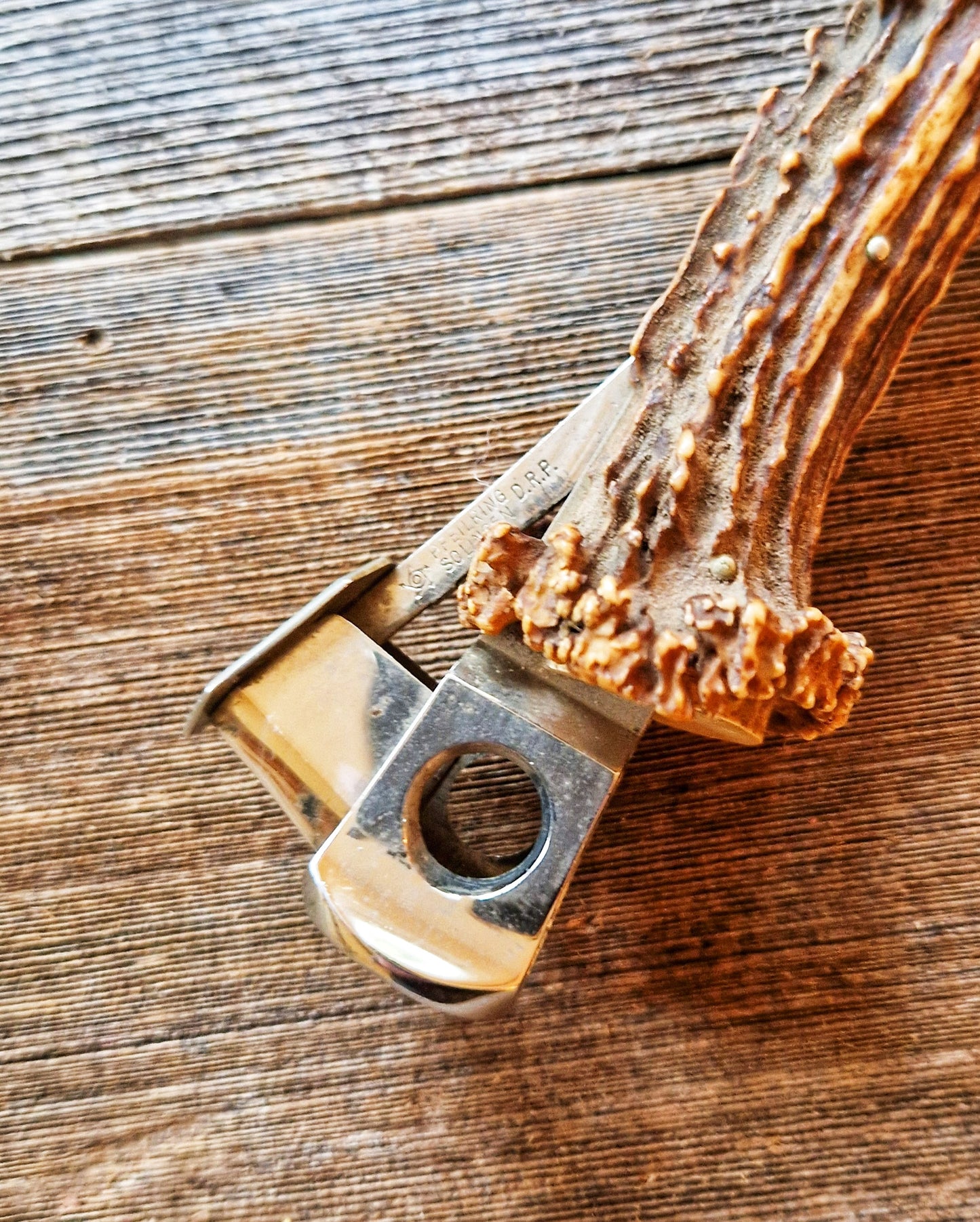 German Stag Antler Cigar Cutter c. 1920-1939 by Pfeilring | Solingen Pre-WWII Tobacciana
