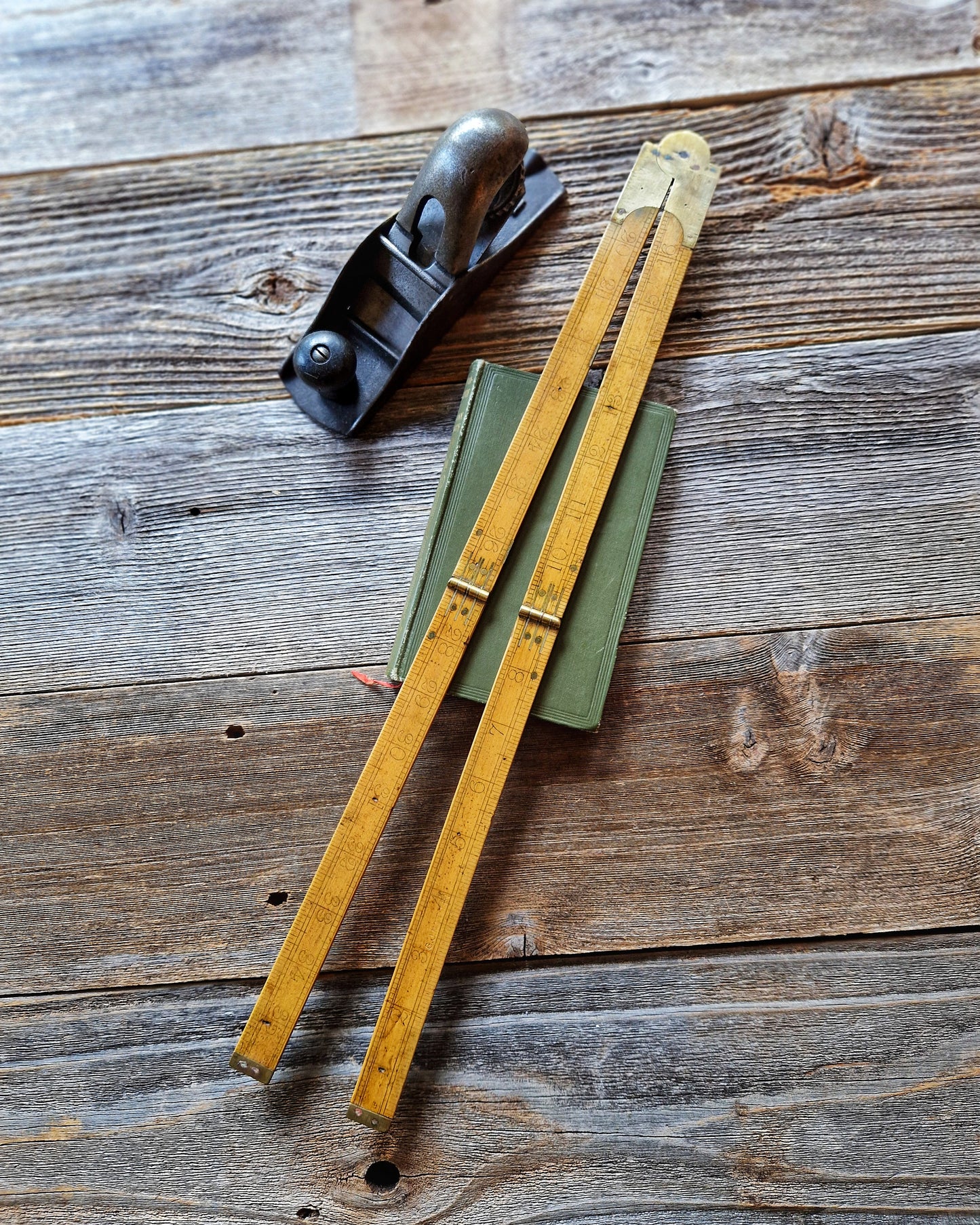 Early Boxwood Folding Ruler with Board Foot Scale | 24-Inch English Carpenter’s Rule c. 1880-1910