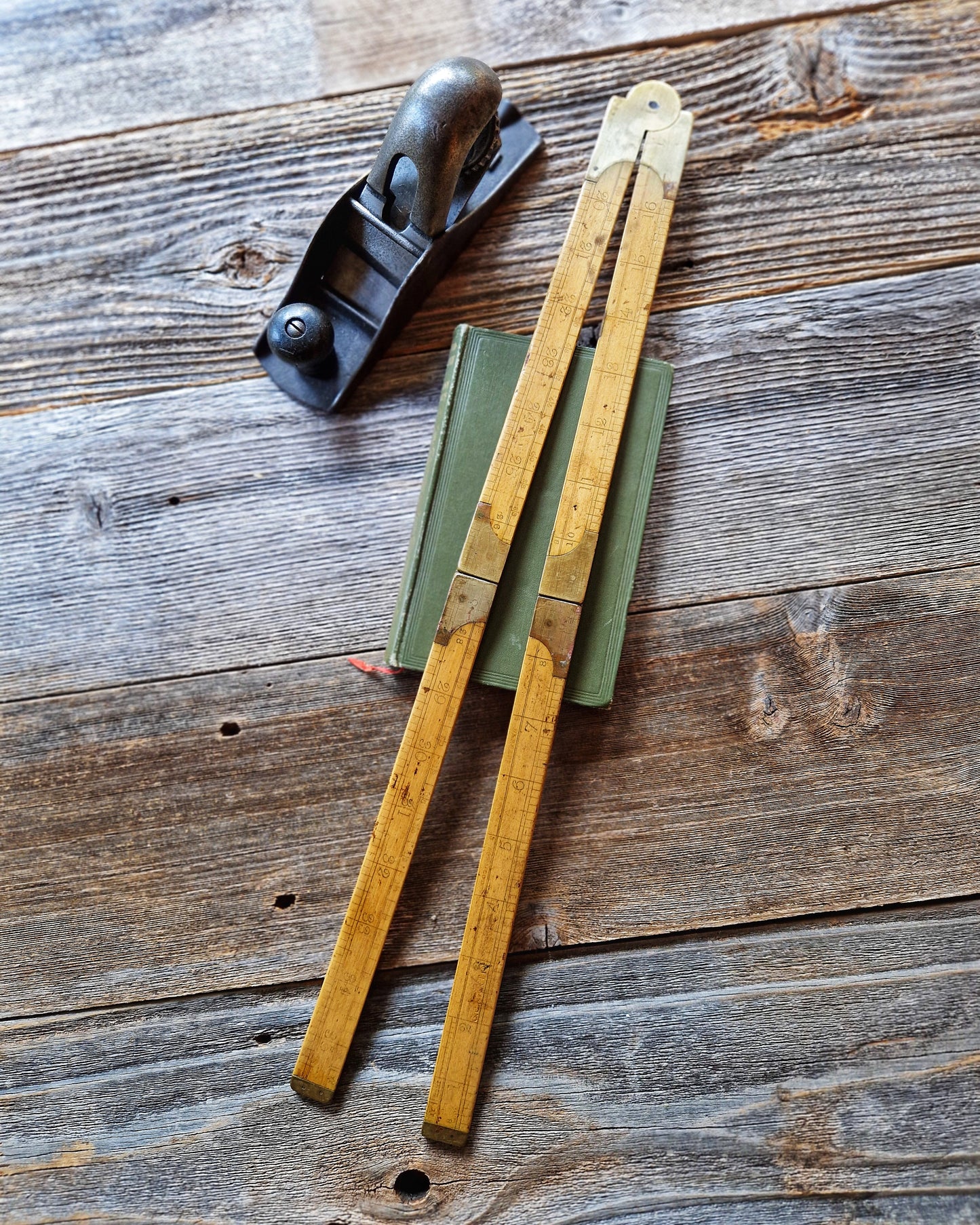 Early Boxwood Folding Ruler with Board Foot Scale | 24-Inch English Carpenter’s Rule c. 1880-1910