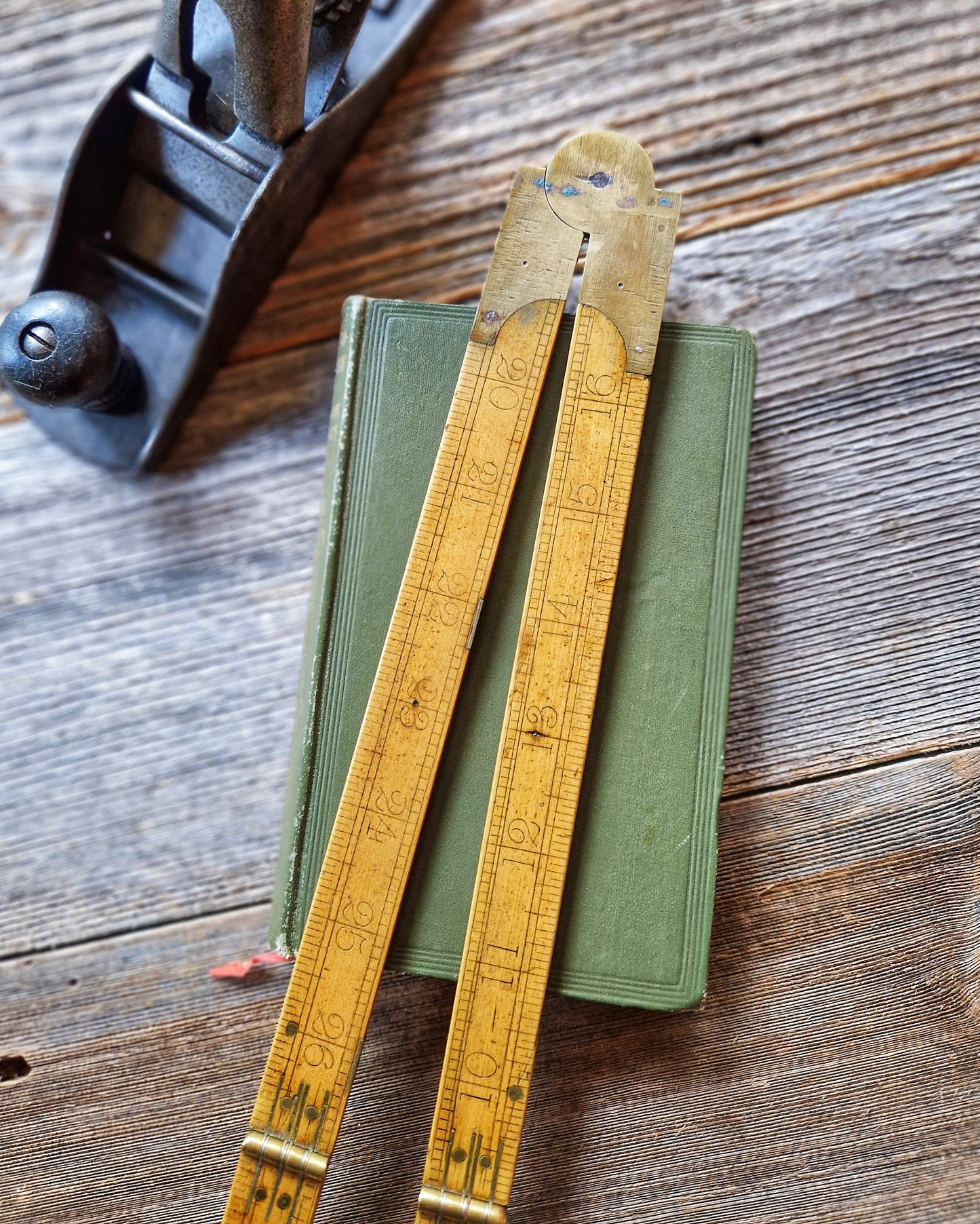 Early Boxwood Folding Ruler with Board Foot Scale | 24-Inch English Carpenter’s Rule c. 1880-1910