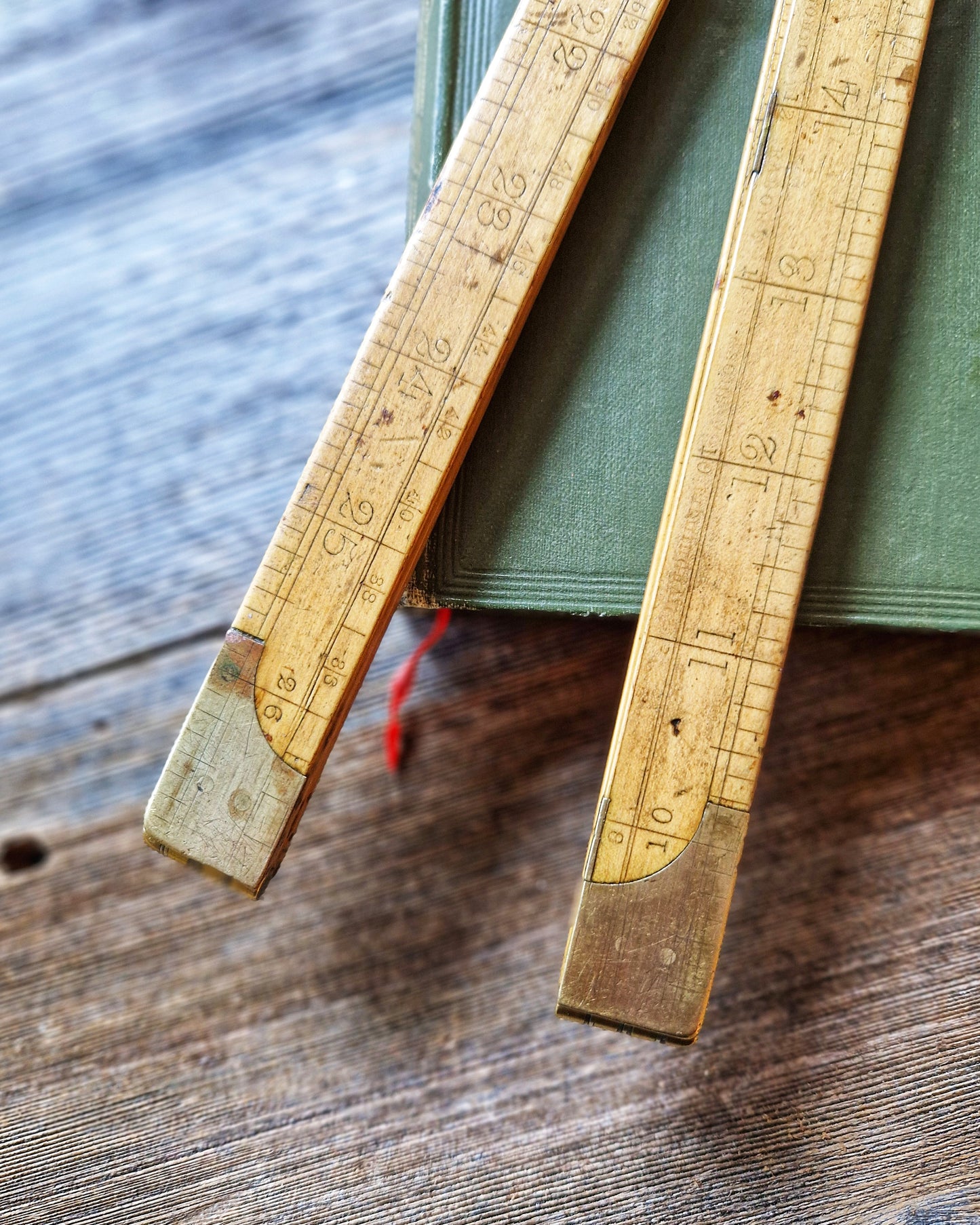 Early Boxwood Folding Ruler with Board Foot Scale | 24-Inch English Carpenter’s Rule c. 1880-1910