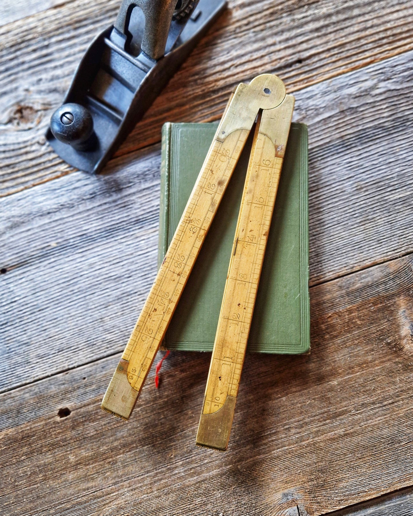 Early Boxwood Folding Ruler with Board Foot Scale | 24-Inch English Carpenter’s Rule c. 1880-1910