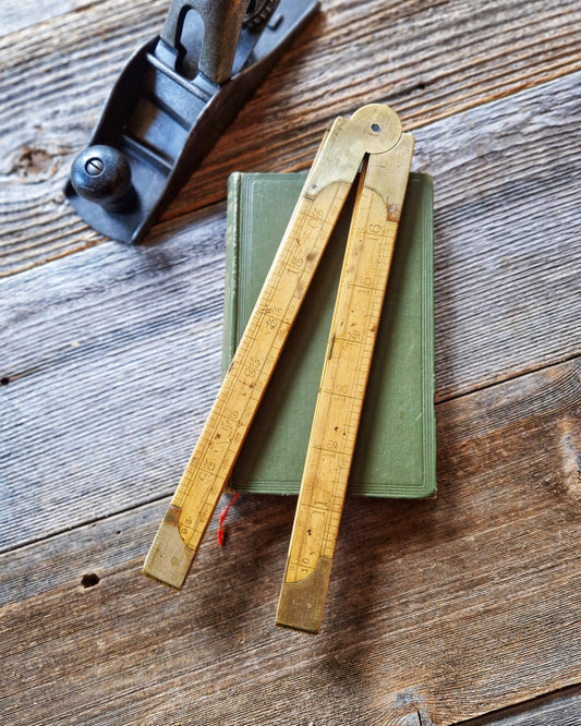 Early Boxwood Folding Ruler with Board Foot Scale | 24-Inch English Carpenter’s Rule c. 1880-1910