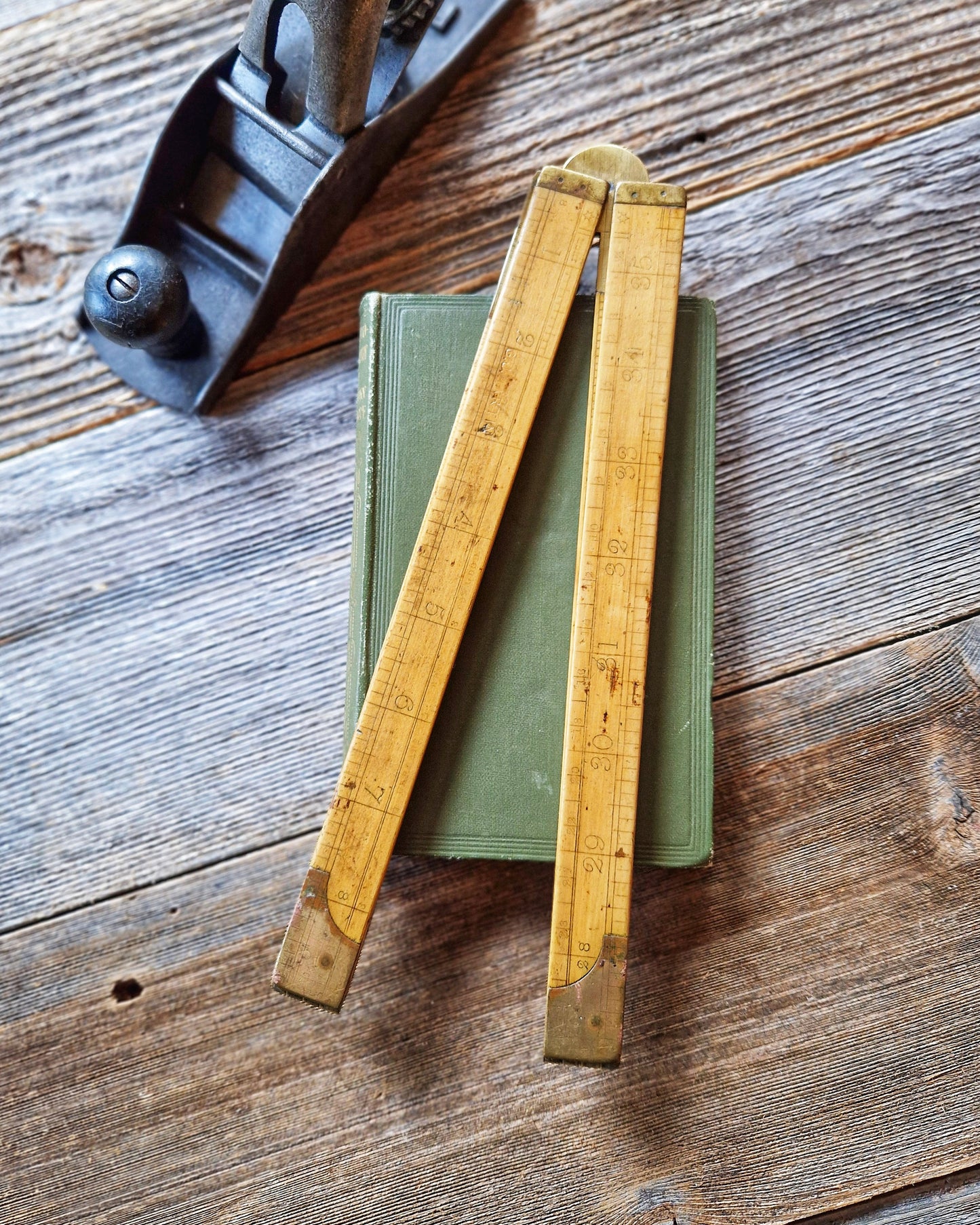 Early Boxwood Folding Ruler with Board Foot Scale | 24-Inch English Carpenter’s Rule c. 1880-1910