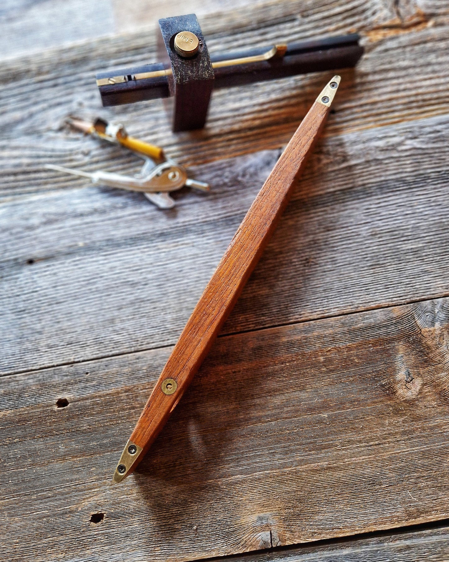 Rabone-Chesterman 12-Inch Torpedo Spirit Level No. 1626 | English Mid-Century Tool in Brass & Hardwood