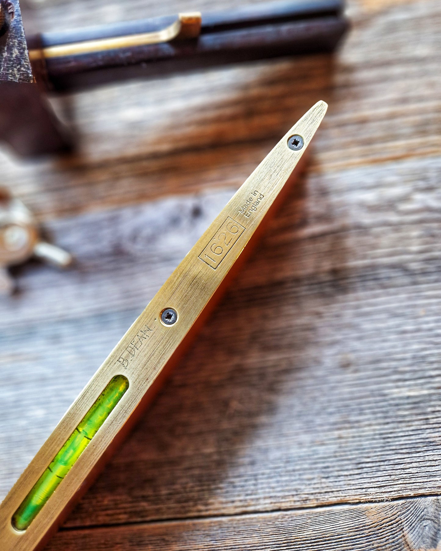 Rabone-Chesterman 12-Inch Torpedo Spirit Level No. 1626 | English Mid-Century Tool in Brass & Hardwood