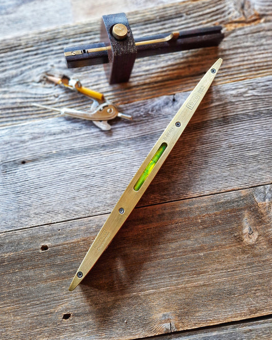 Rabone-Chesterman 12-Inch Torpedo Spirit Level No. 1626 | English Mid-Century Tool in Brass & Hardwood