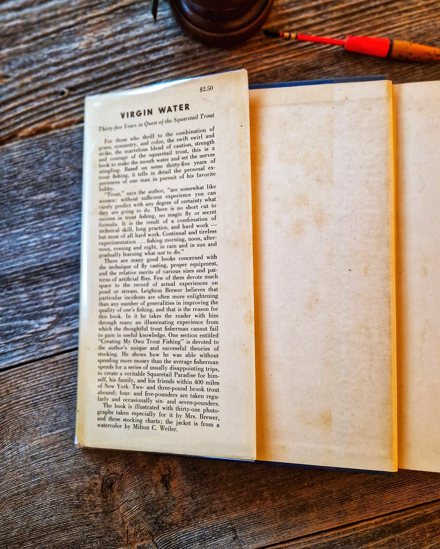 Virgin Water by Leighton Brewer – 1941 First Edition Fly Fishing Book | Vintage Angling Gift