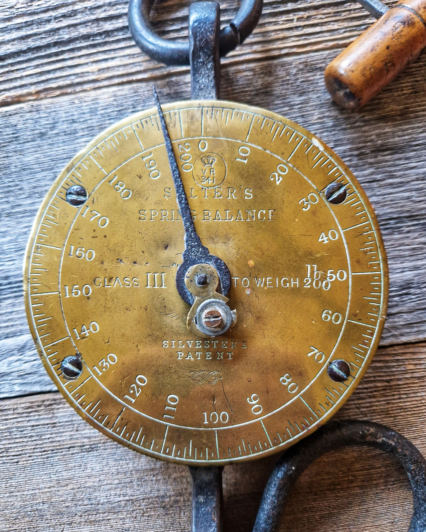 Antique English Salter Spring Balance | Late Victorian 200 lb. Hanging Scale c. 1865-1890