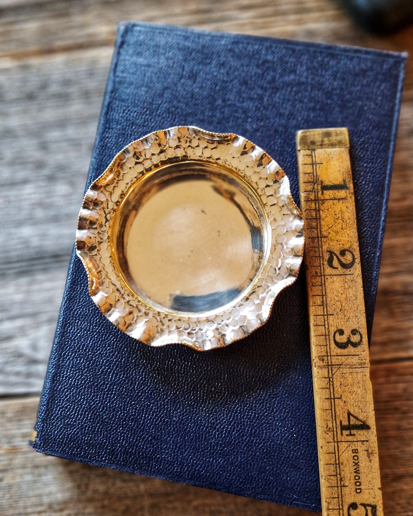 Arts & Crafts Silver-Plated Salt Dishes c. 1900 | English Hammered Tableware (Pair)