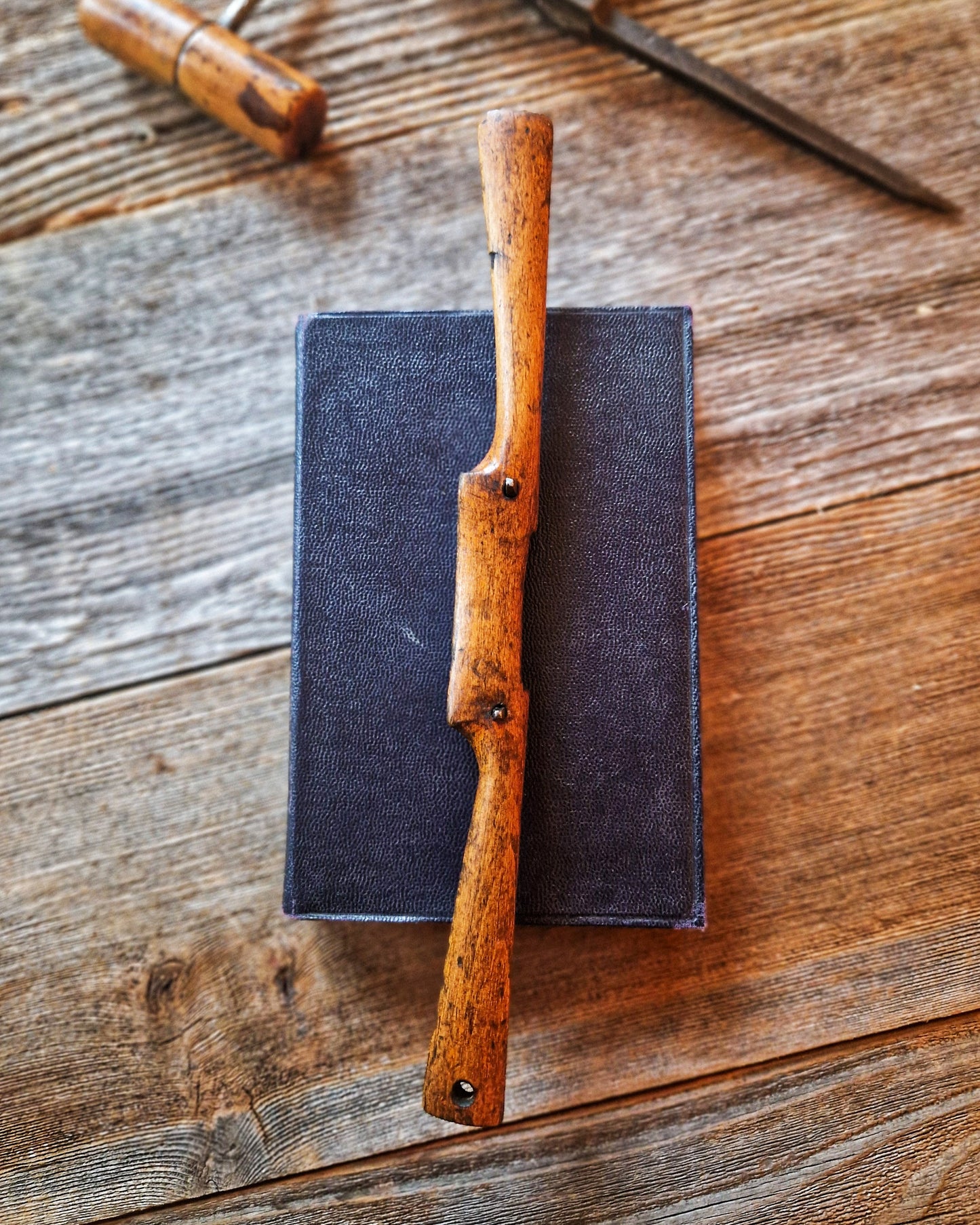 Antique Wood Cabinet Scraper | English Beechwood & Brass Finishing Tool c. 1890–1920