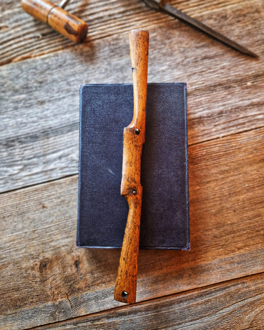 Antique Wood Cabinet Scraper | English Beechwood & Brass Finishing Tool c. 1890–1920