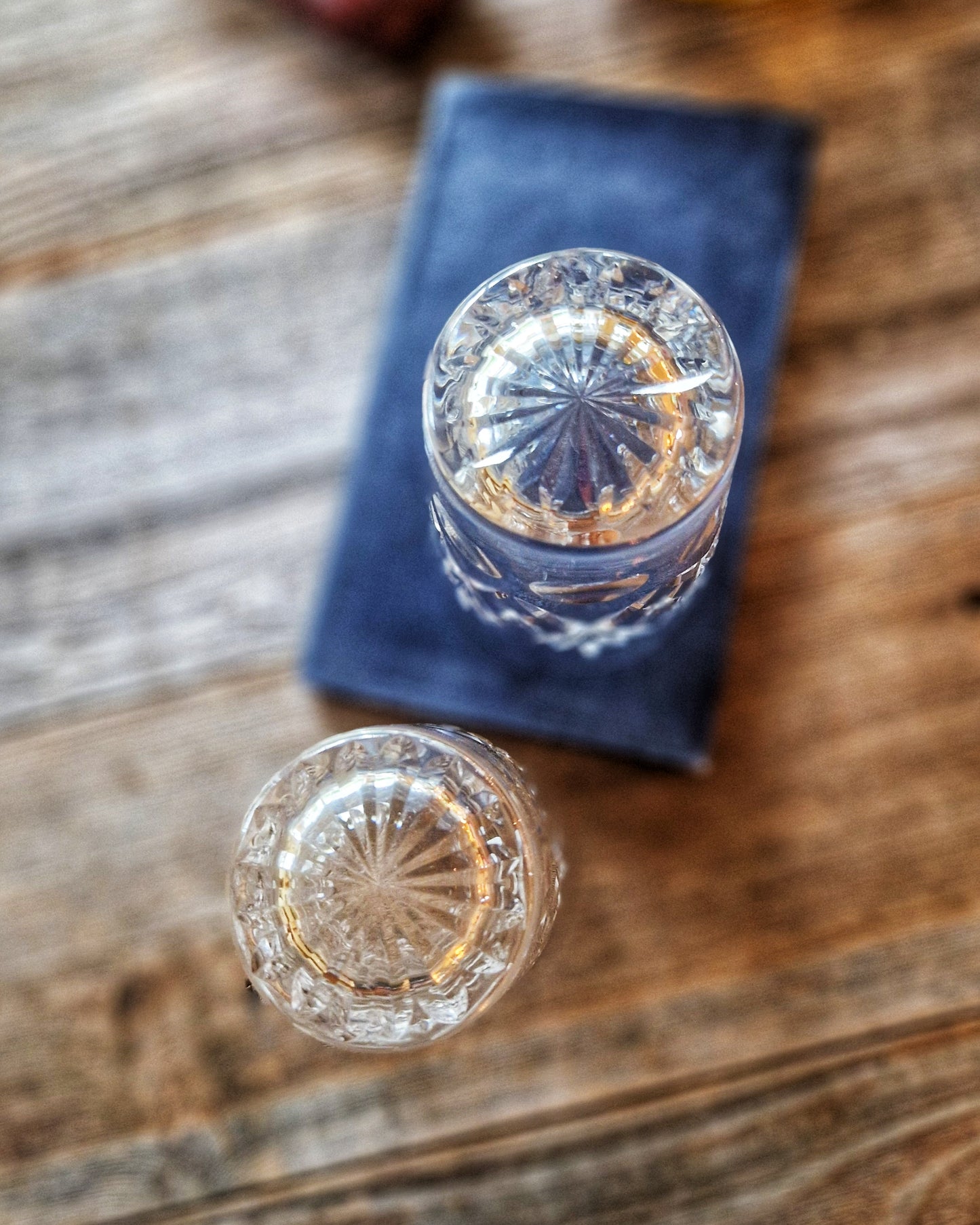 Royal Doulton Georgian Double Old Fashioned Glasses | Pair of English Cut Crystal Whiskey Tumblers