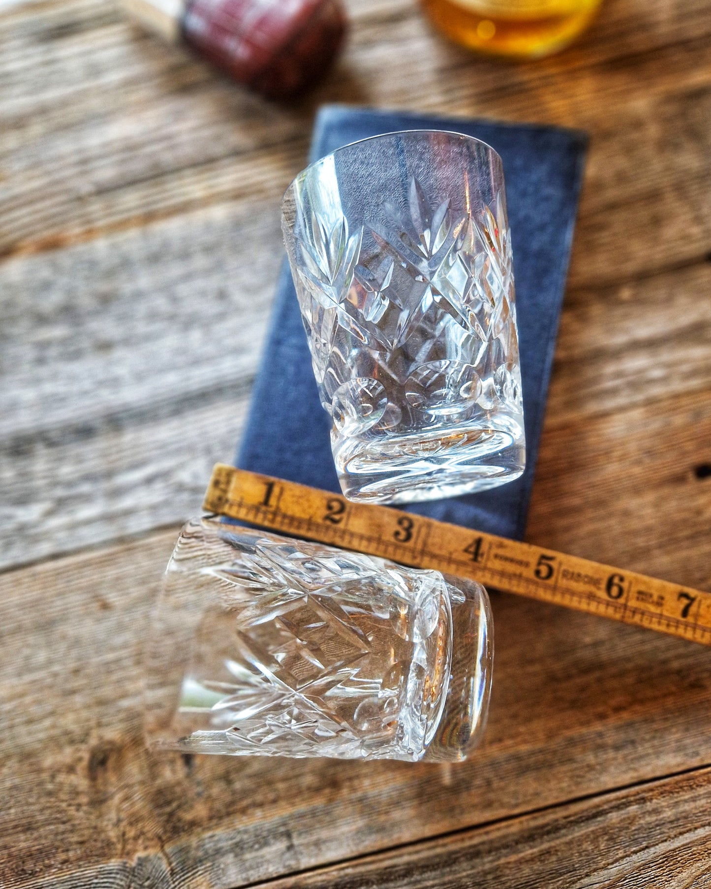 Royal Doulton Georgian Double Old Fashioned Glasses | Pair of English Cut Crystal Whiskey Tumblers