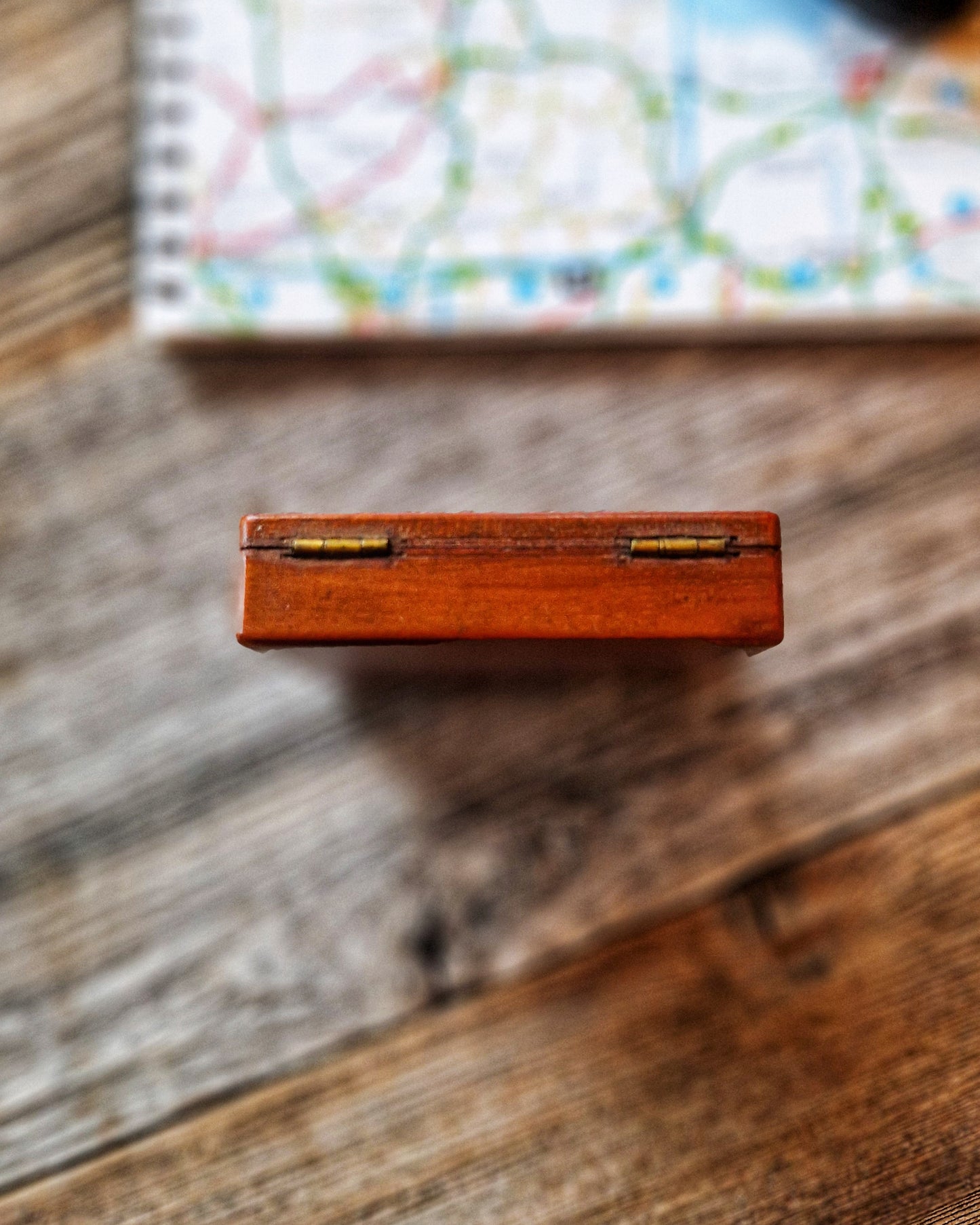 English Antique Travel Compass c. 1895–1915 | Hardwood Case with Transit Lock, Brass Details