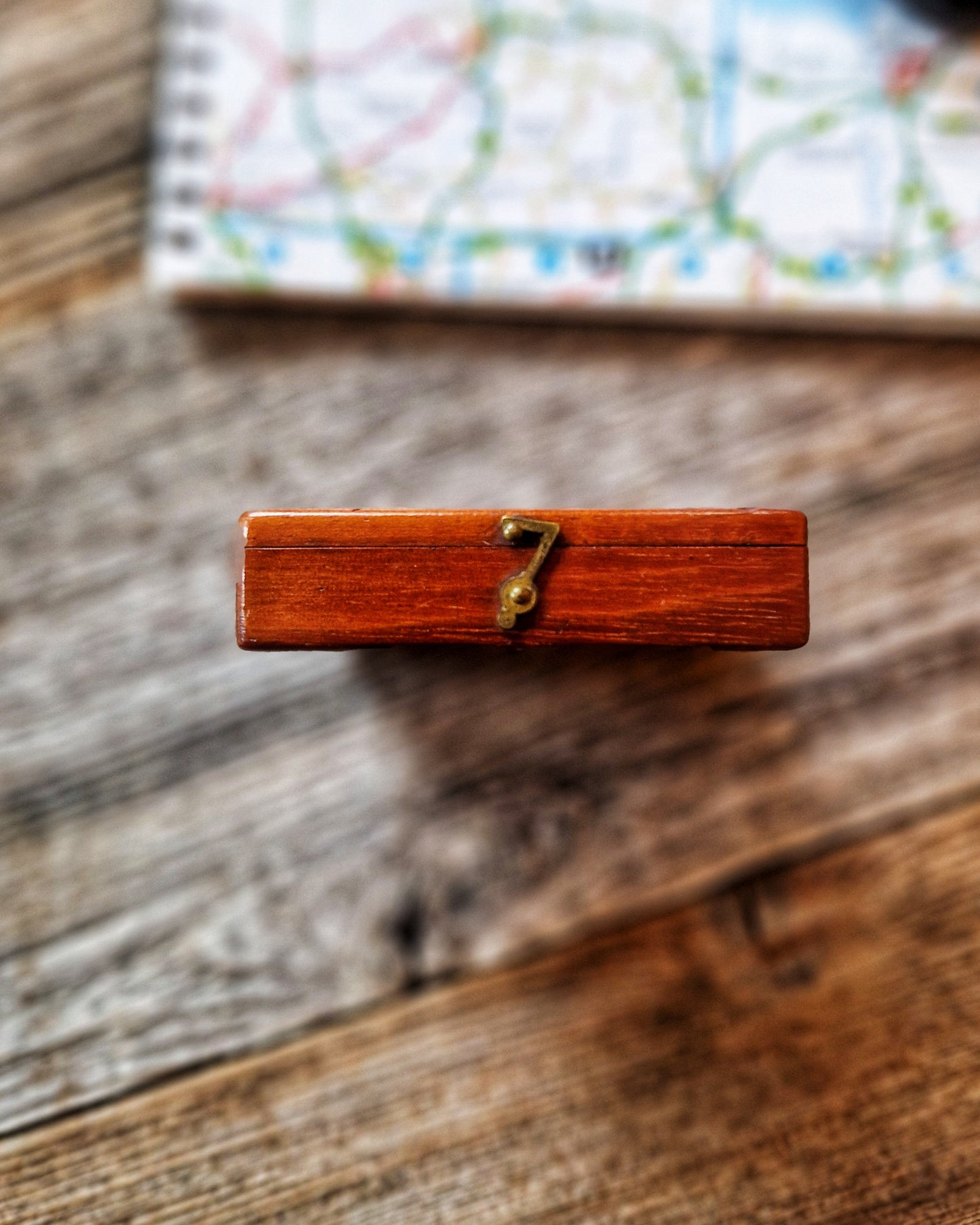 English Antique Travel Compass c. 1895–1915 | Hardwood Case with Transit Lock, Brass Details