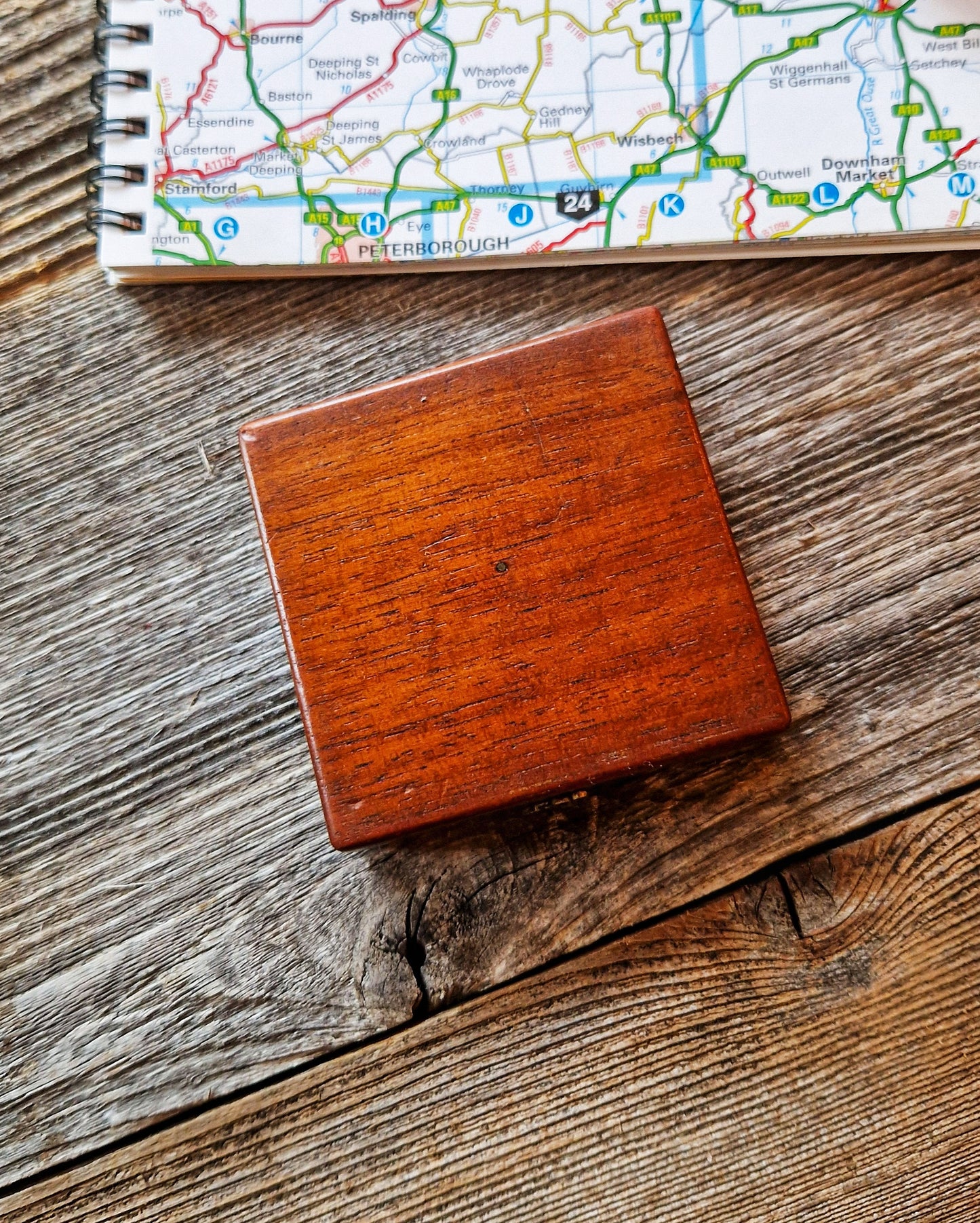 English Antique Travel Compass c. 1895–1915 | Hardwood Case with Transit Lock, Brass Details