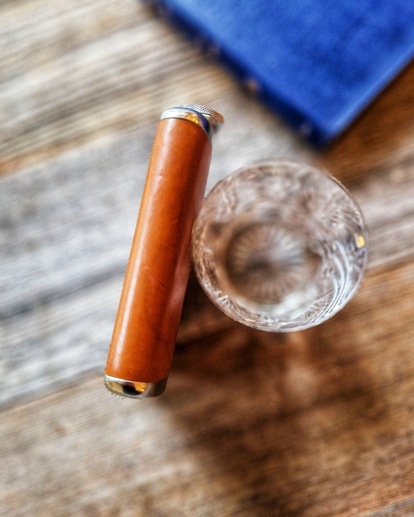 Large Vintage English Leather Hip Flask | Mid-Century 6-Ounce Flask in Pigskin, Stainless Steel