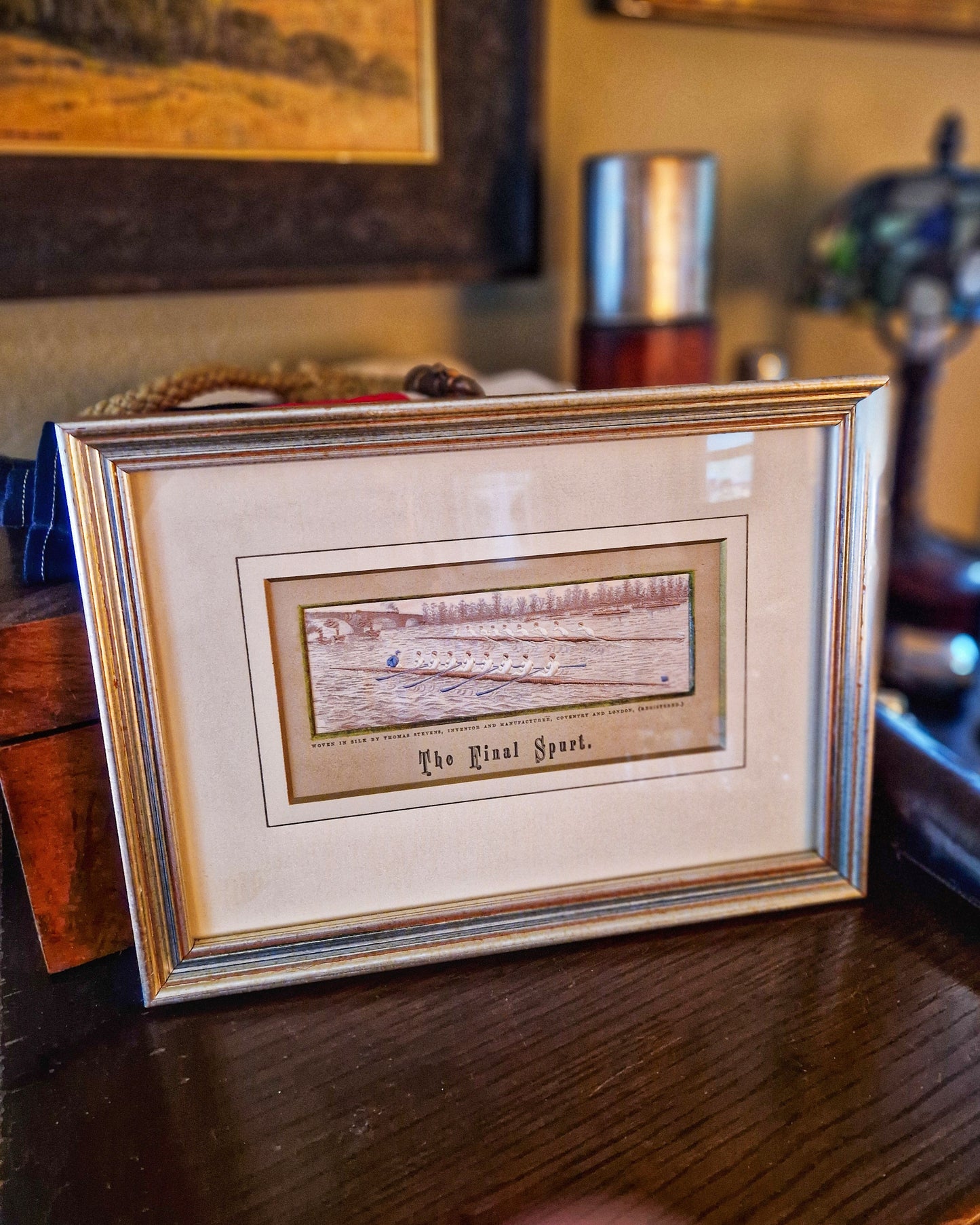 Late Victorian Framed Stevengraph “The Final Spurt” | Woven Silk Picture c. 1881-1888